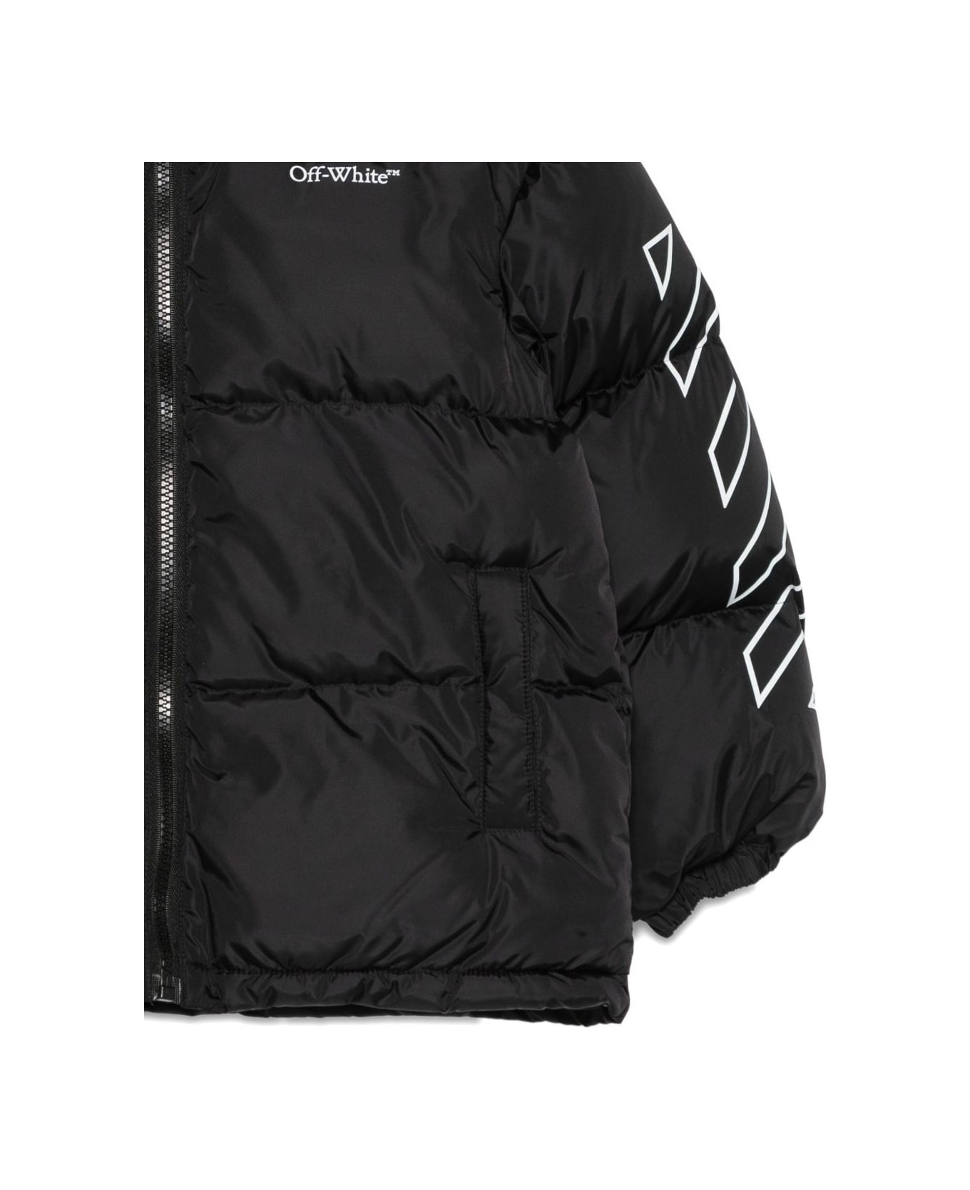 Off-White Off White Kids Black Hooded Down Jacket - Black