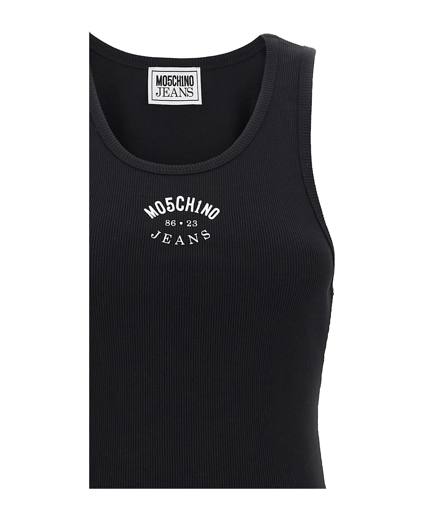 M05CH1N0 Jeans Black Cotton Tank Top - Black