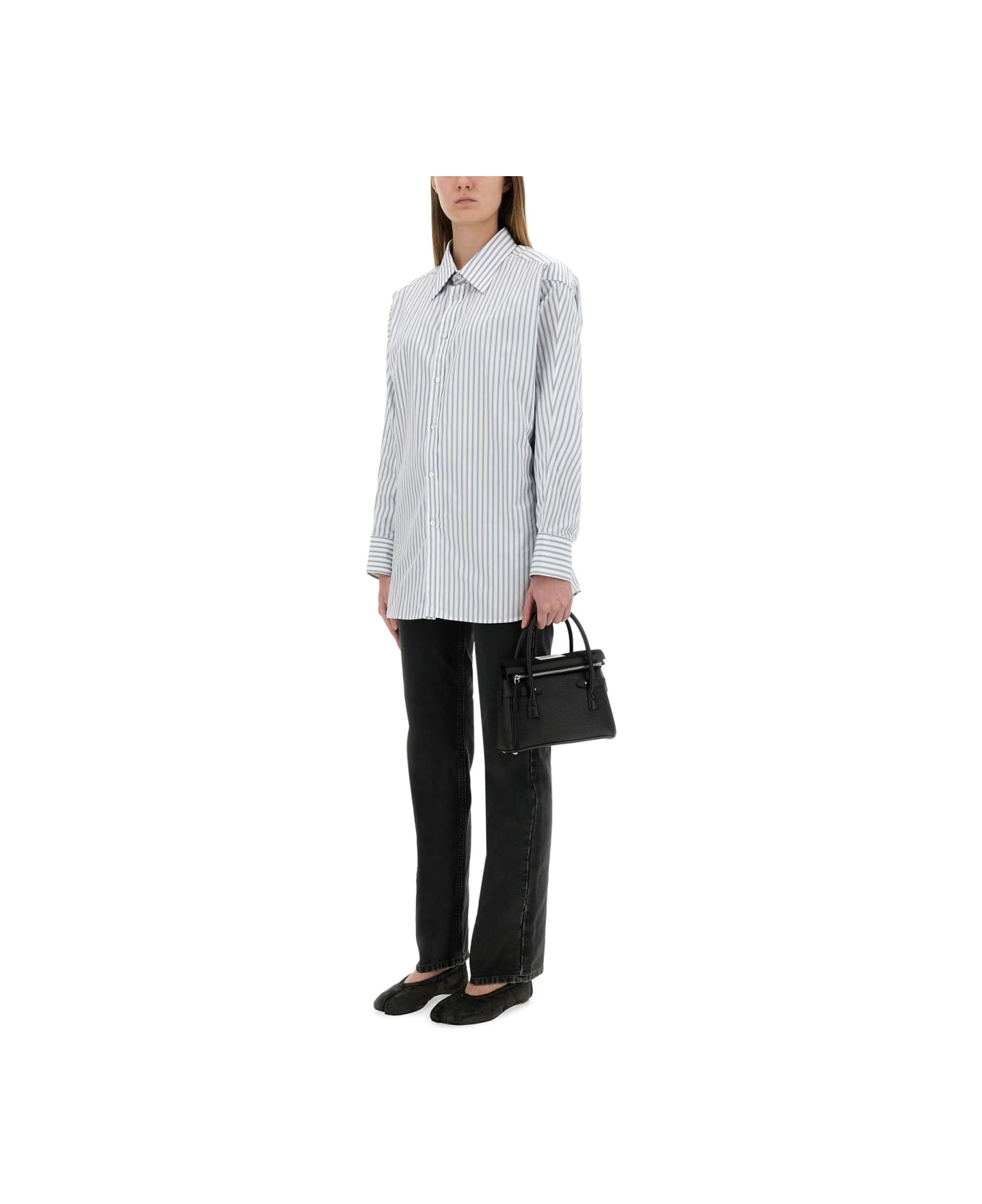 Maison Margiela Striped Cotton Shirt - BABY BLUE