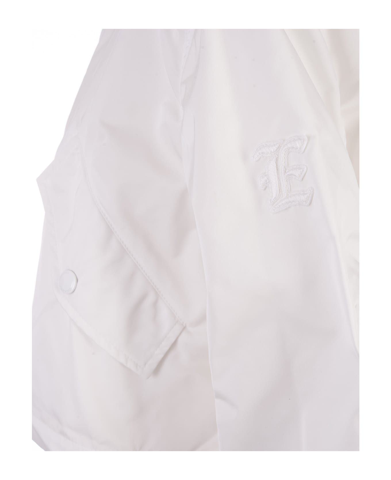 Ermanno Scervino White Short Windbreaker Jacket With Sangallo Lace - White
