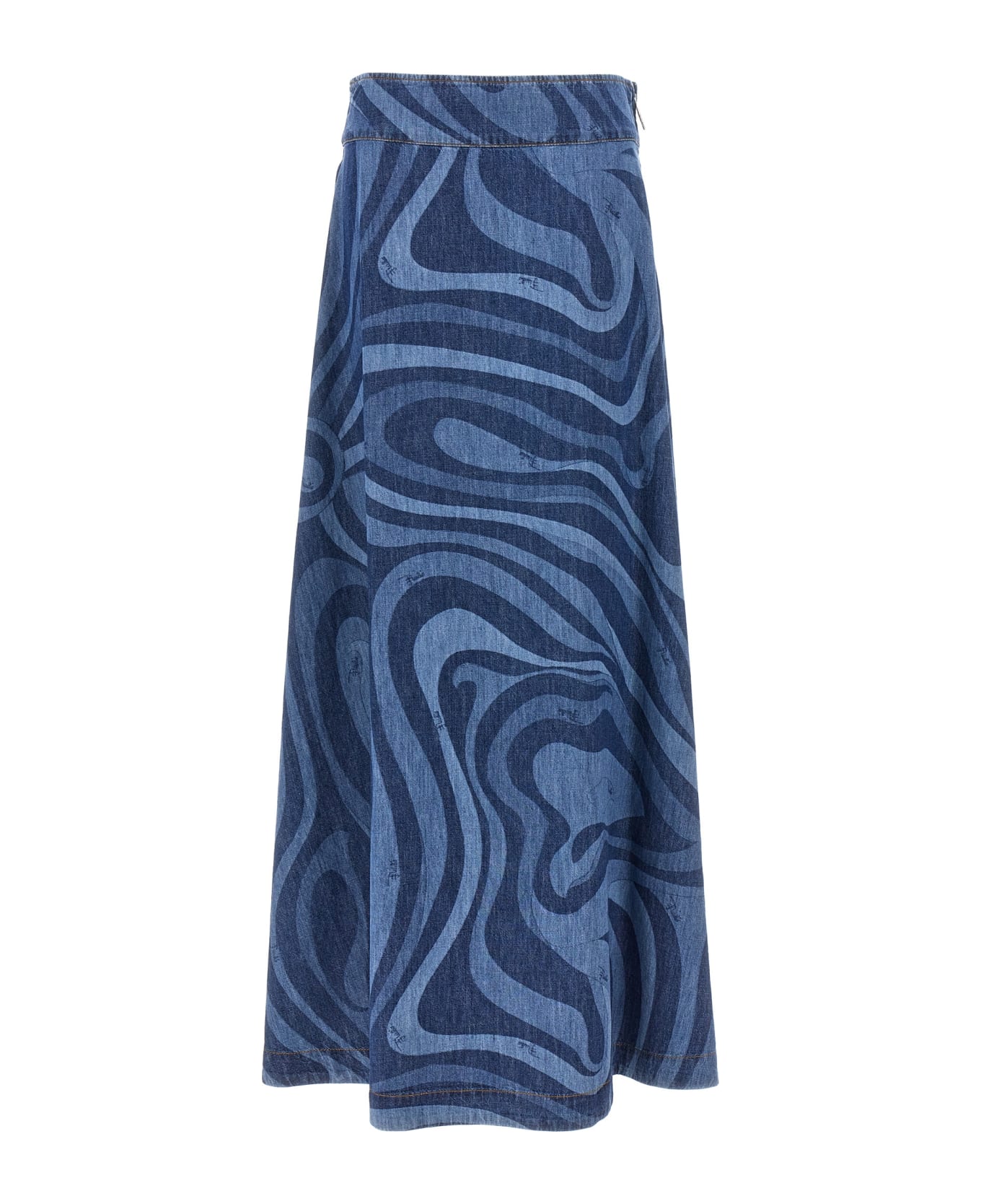 Pucci Printed Denim Skirt - Blue