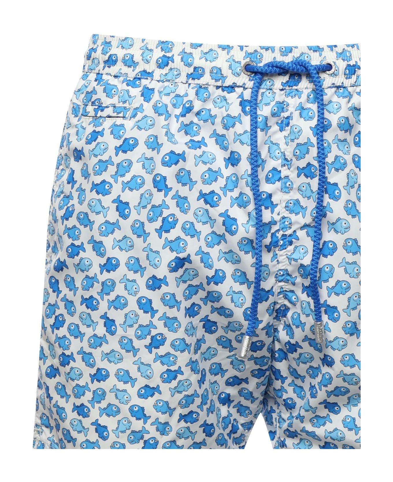 MC2 Saint Barth Pattern-printed Drawstring Swim Shorts - White