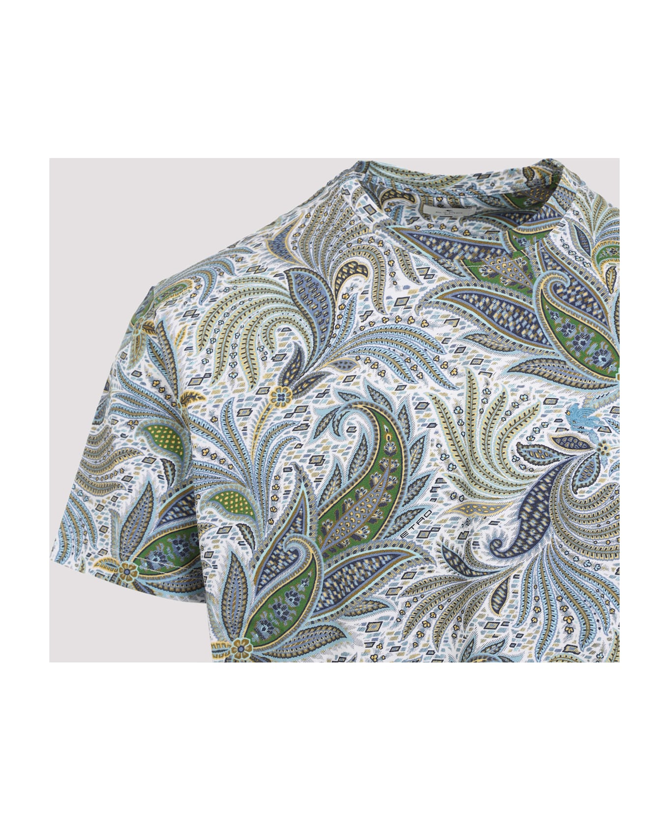 Etro Graphic Printed Crewneck T-shirt - Print On Blue Base