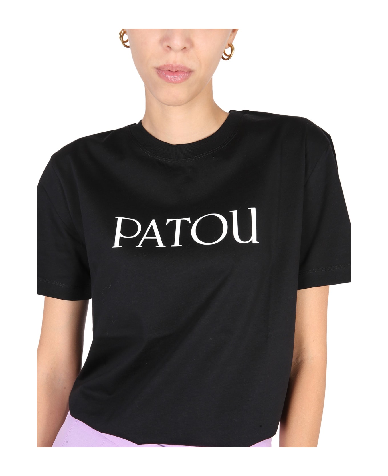 Patou Logo Print T-shirt - BLACK