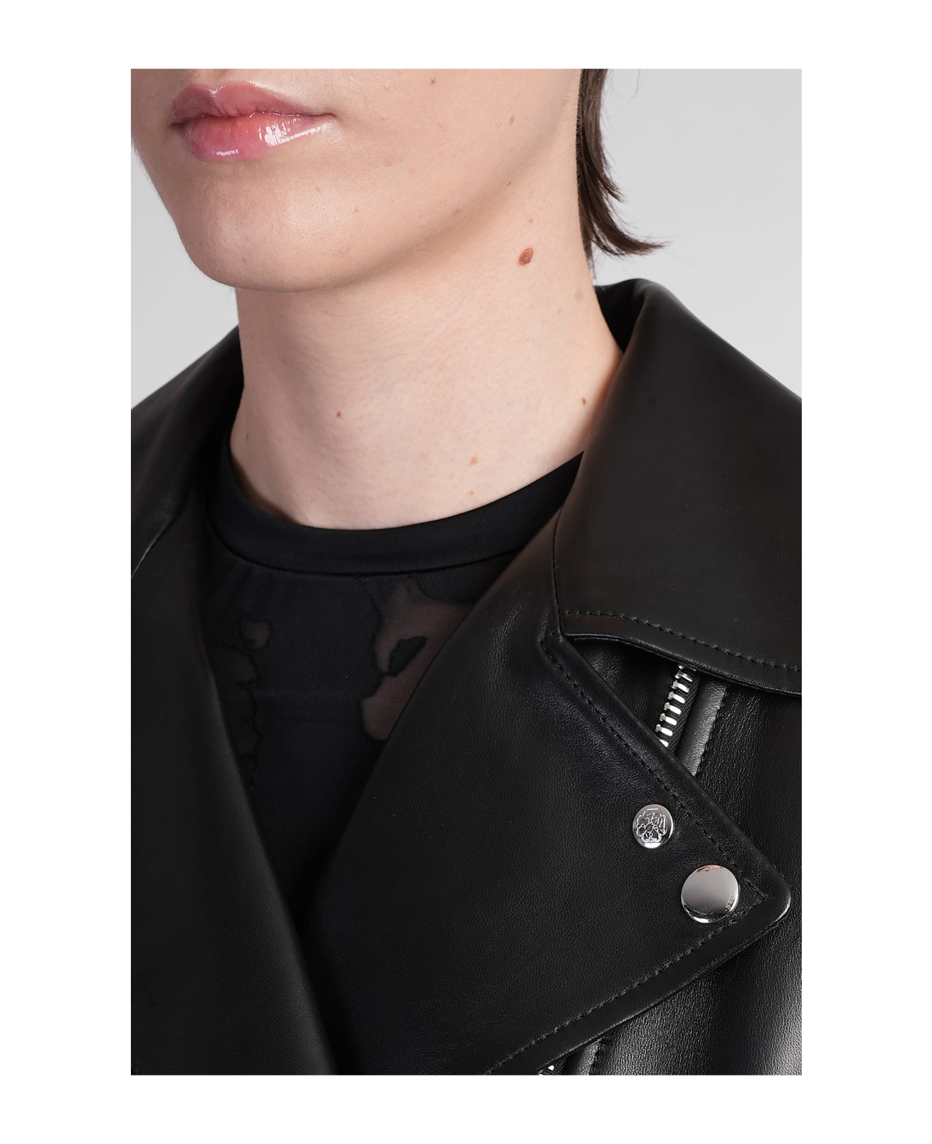 Alexander McQueen Biker Jacket In Black Leather - black