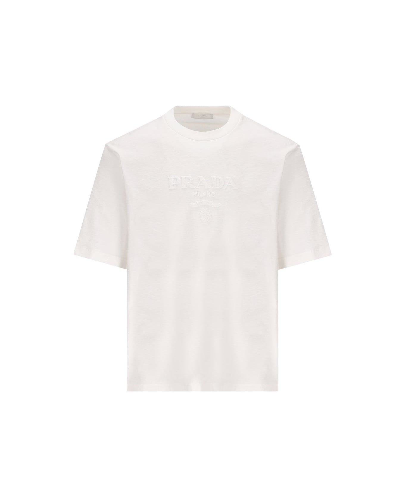 Prada Logo-detailed Crewneck T-shirt - White シャツ