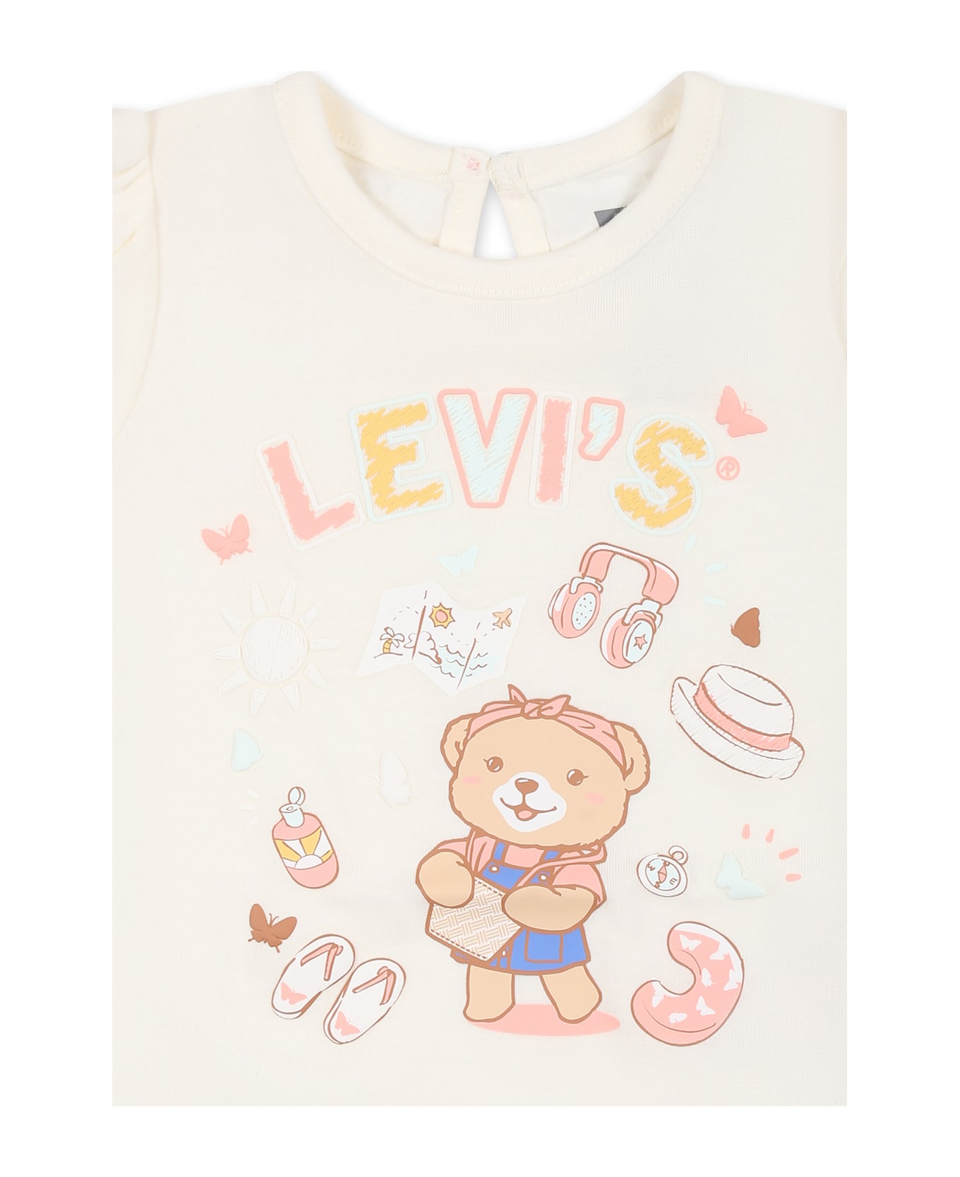 Levi
s Ivory T-shirt For Baby Girl With Bear - Ivory