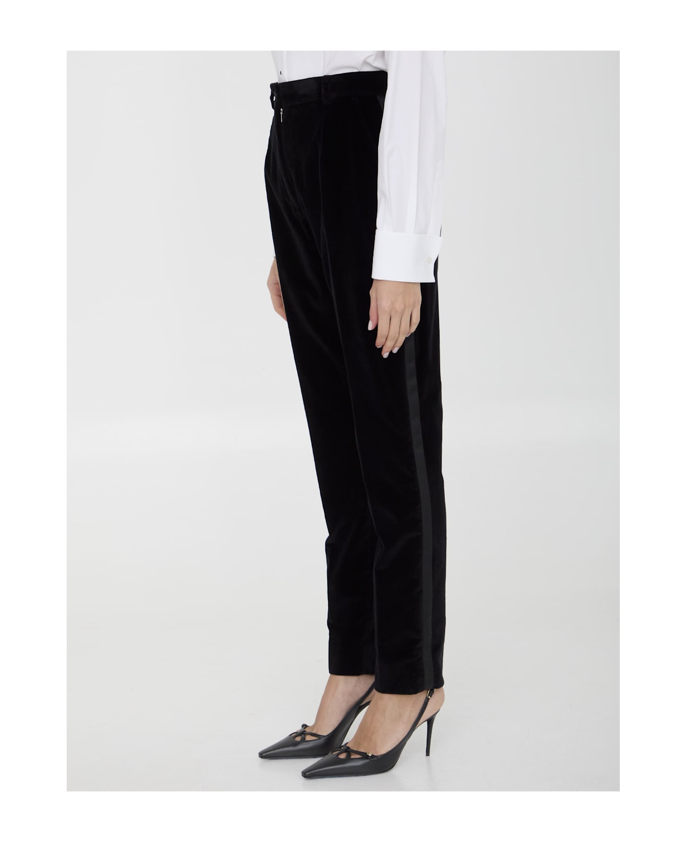 Dolce & Gabbana Velvet Tuxedo Pants - BLACK