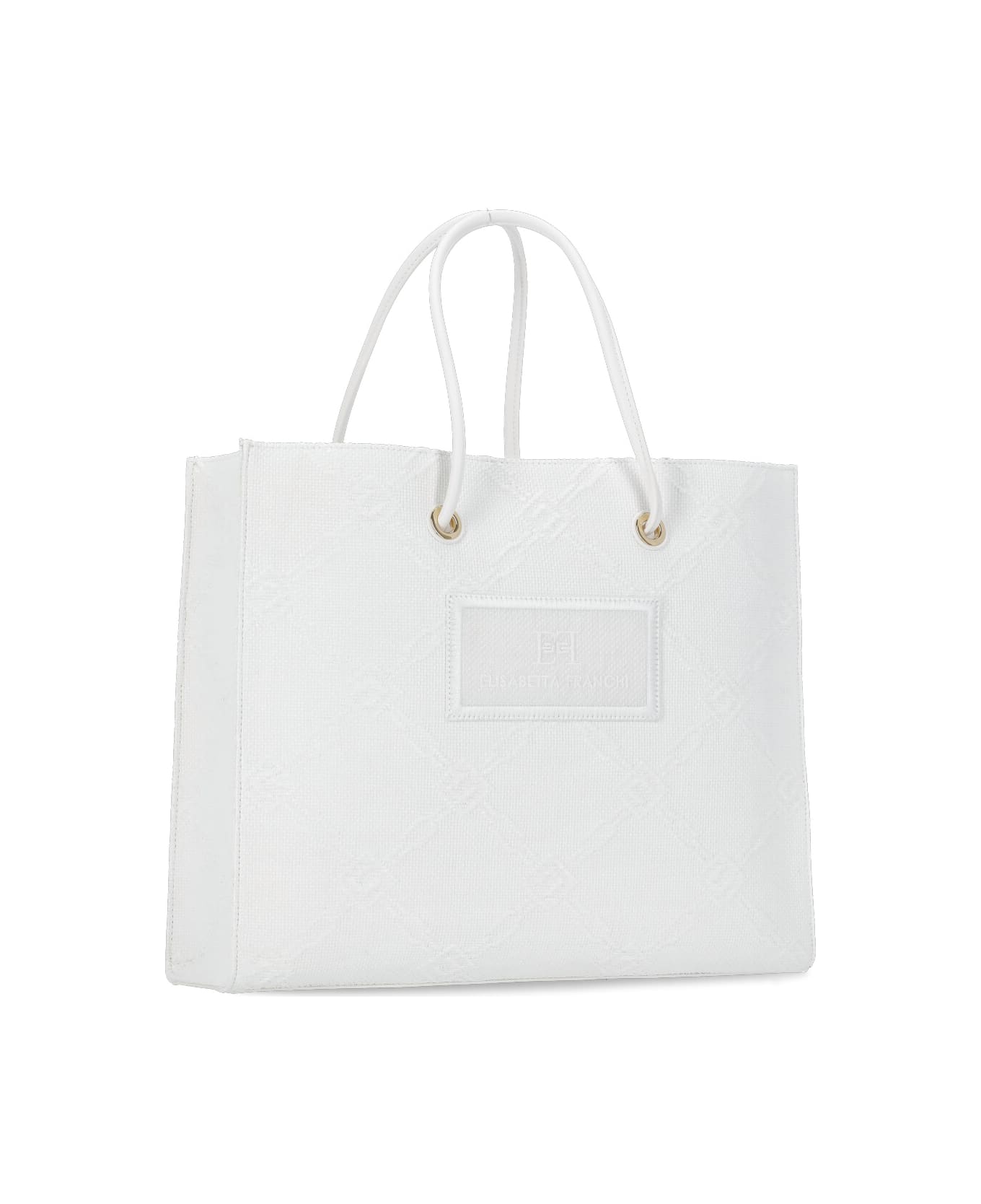Elisabetta Franchi Tote Rafia Bag - Ivory