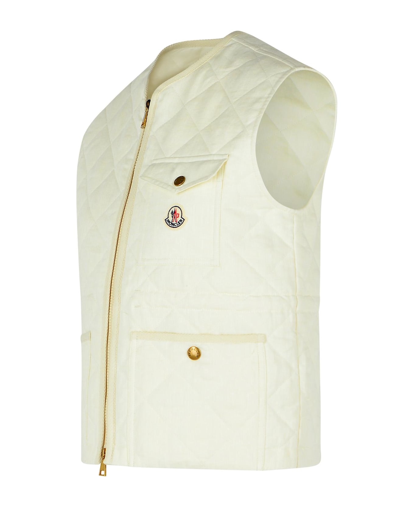 Moncler 
vigny
 White Linen Vest - White