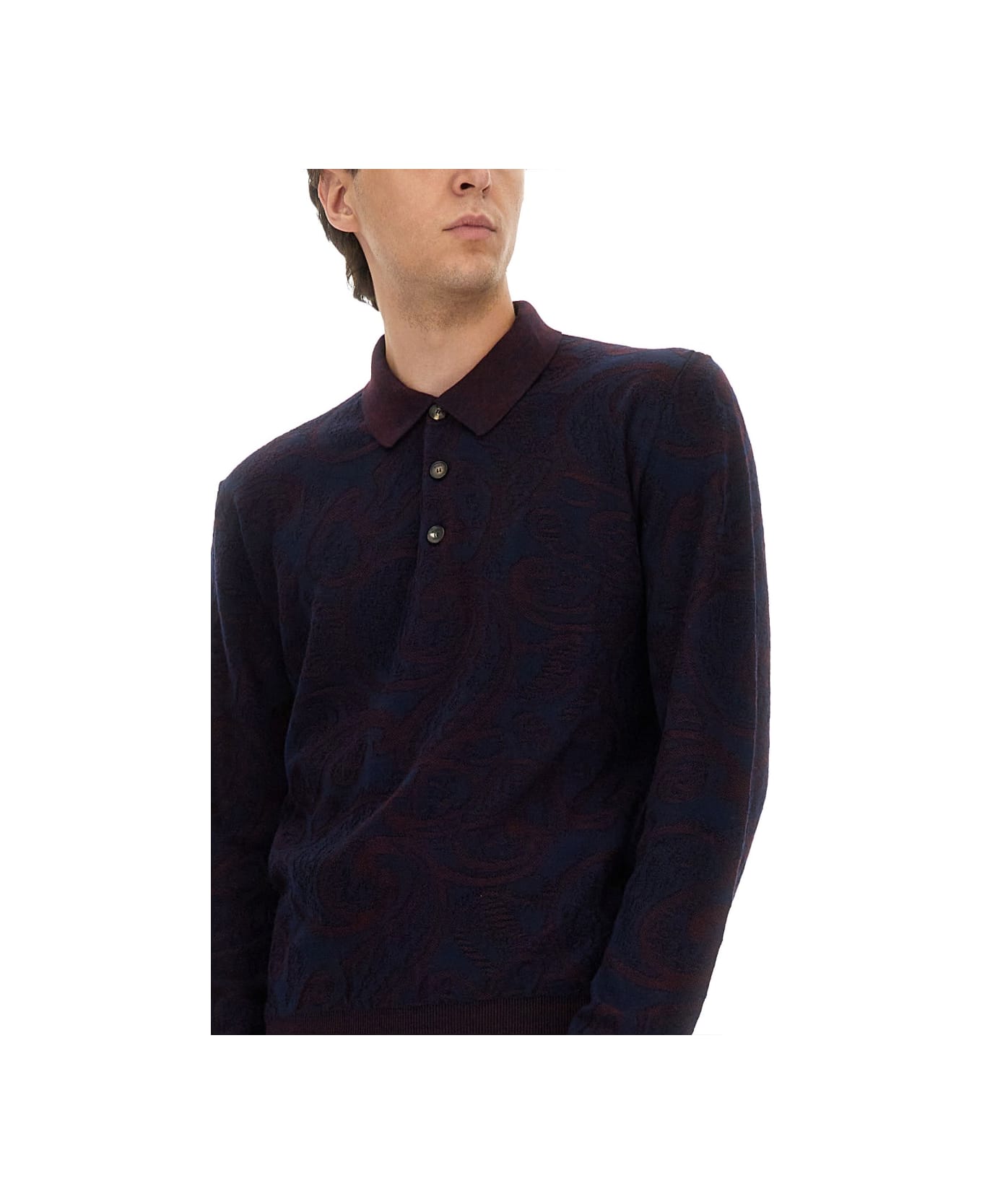 Etro Long-sleeved Polo Shirt - BLUE