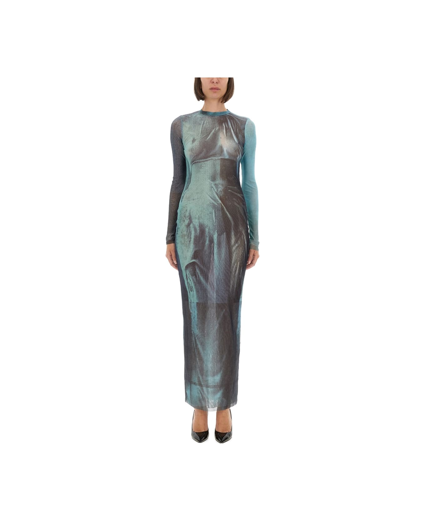 Jean Paul Gaultier "water" Mesh Long Dress - AZURE