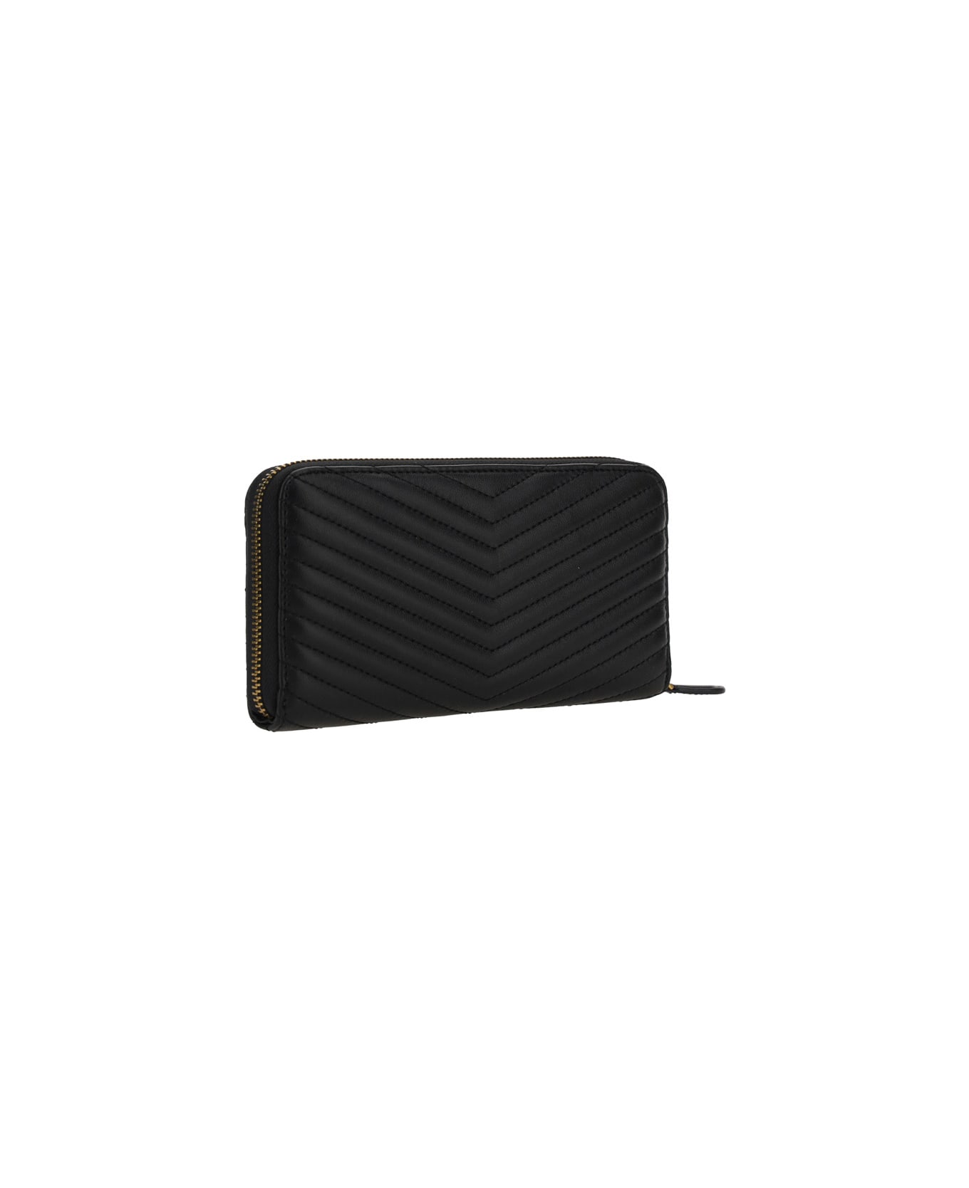 Pinko Ryder Leather Zip Around Wallet - NERO  ANTIQUE GOLD 財布