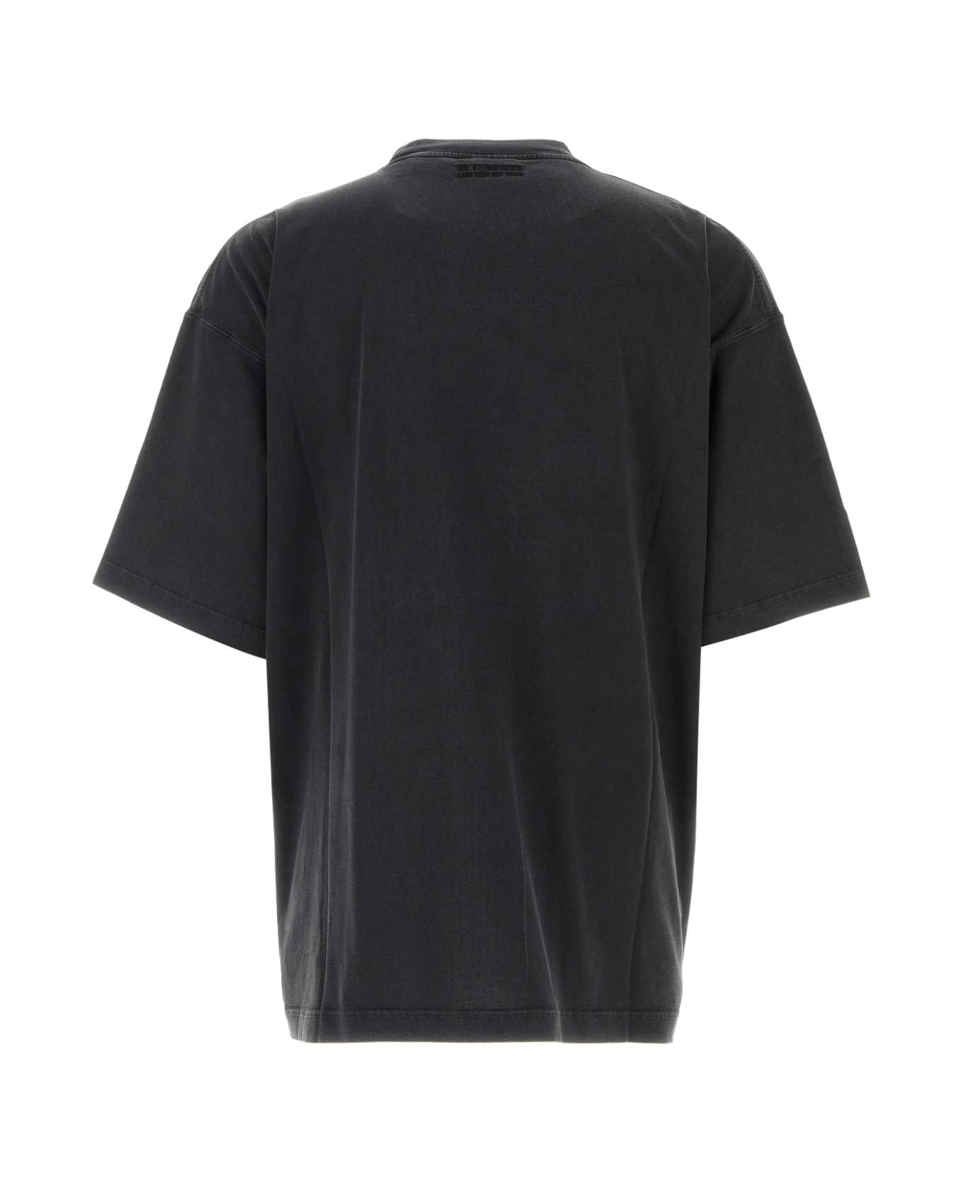 VETEMENTS Black Cotton Oversize T-shirt - WASHEDBLACK