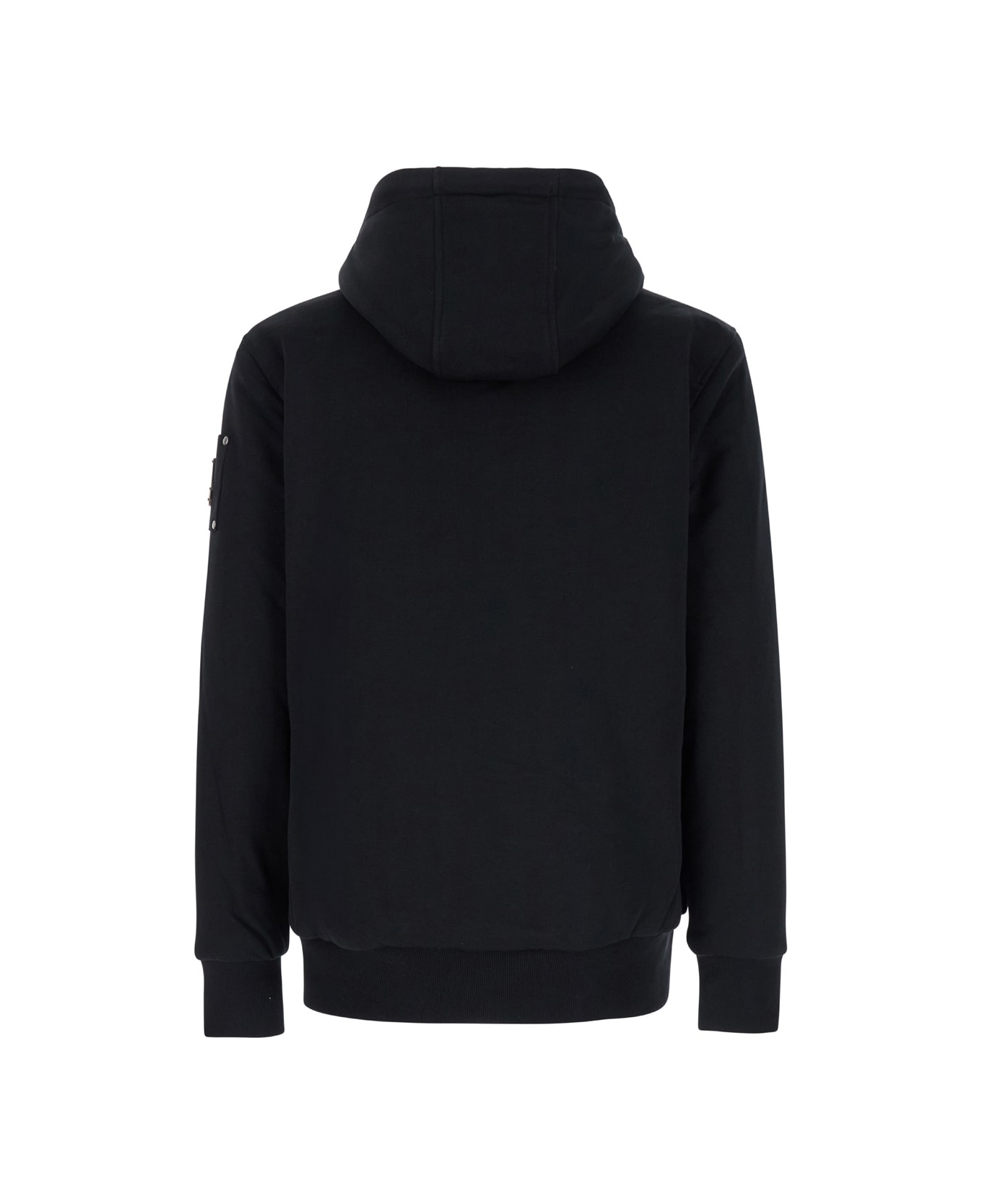 Moose Knuckles 
classic Bunny
 Black Hoodie With Logo Patch On The Sleeve In Cotton Blend Man - Black