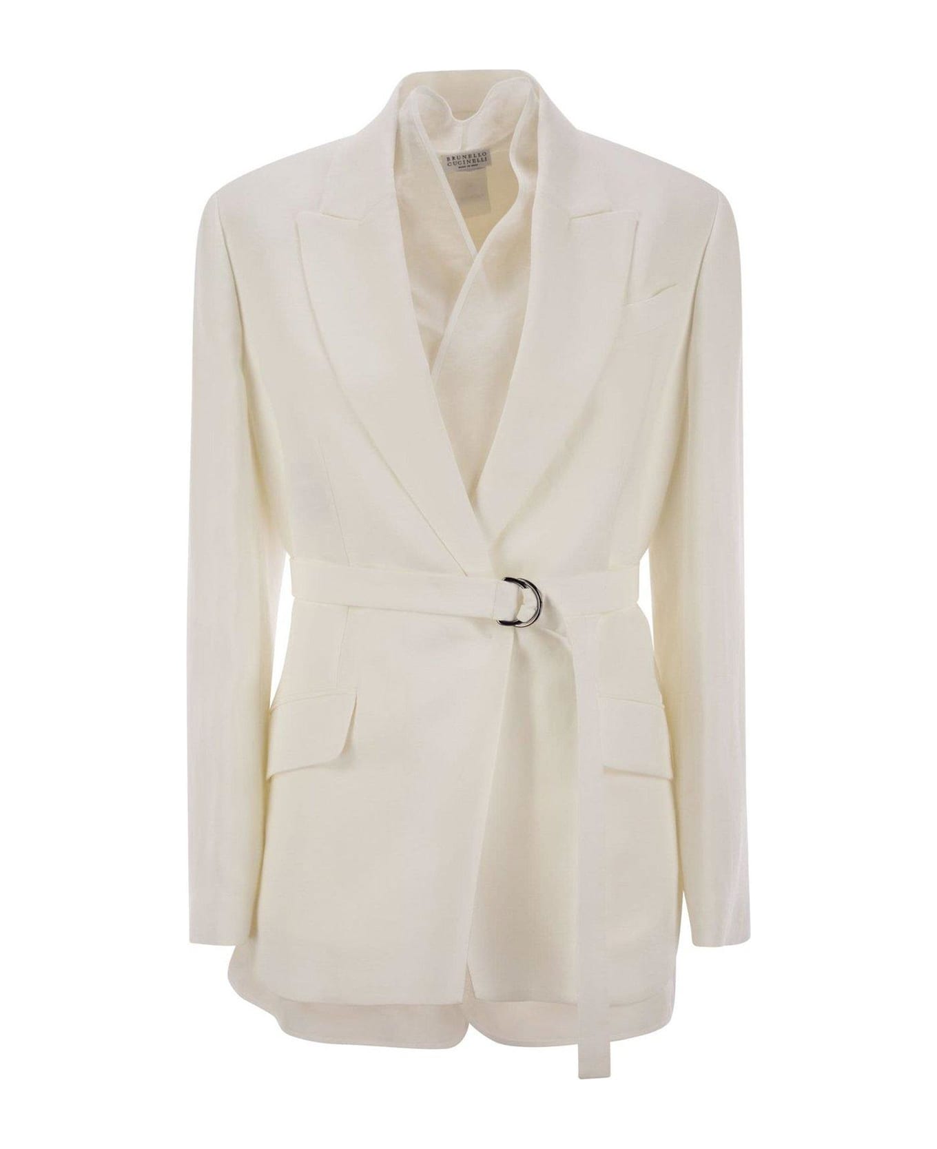 Brunello Cucinelli Belted Waist Jacket - White