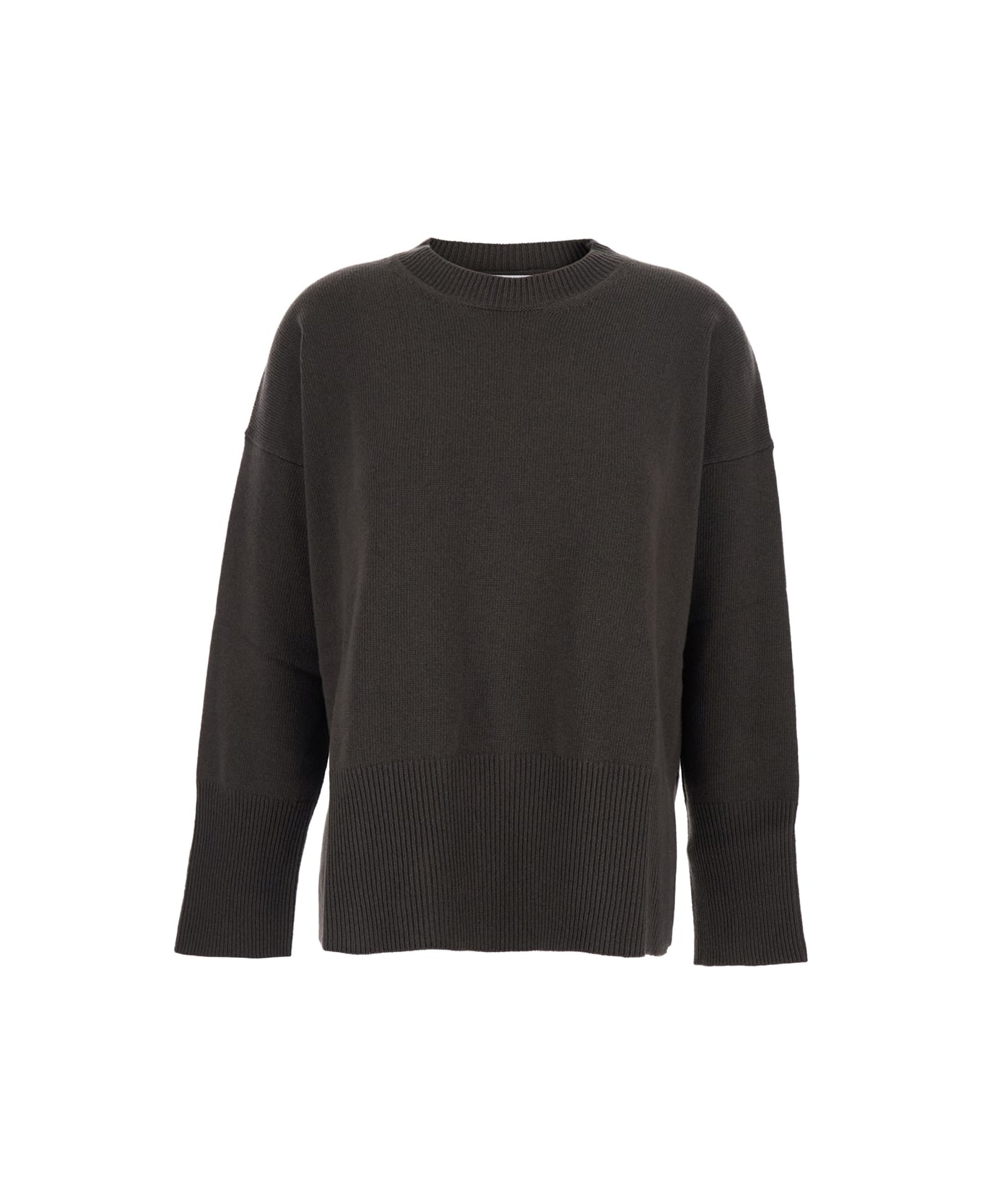 Mauro Grifoni Brown Oversize Crewneck Sweater With Ribbed Trims In Cotton Woman - Brown