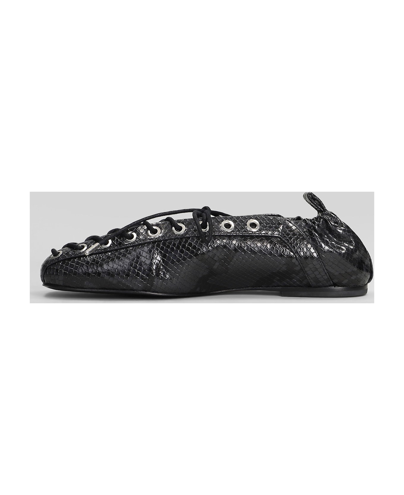 Ganni Ballet Flats In Black Polyester - black