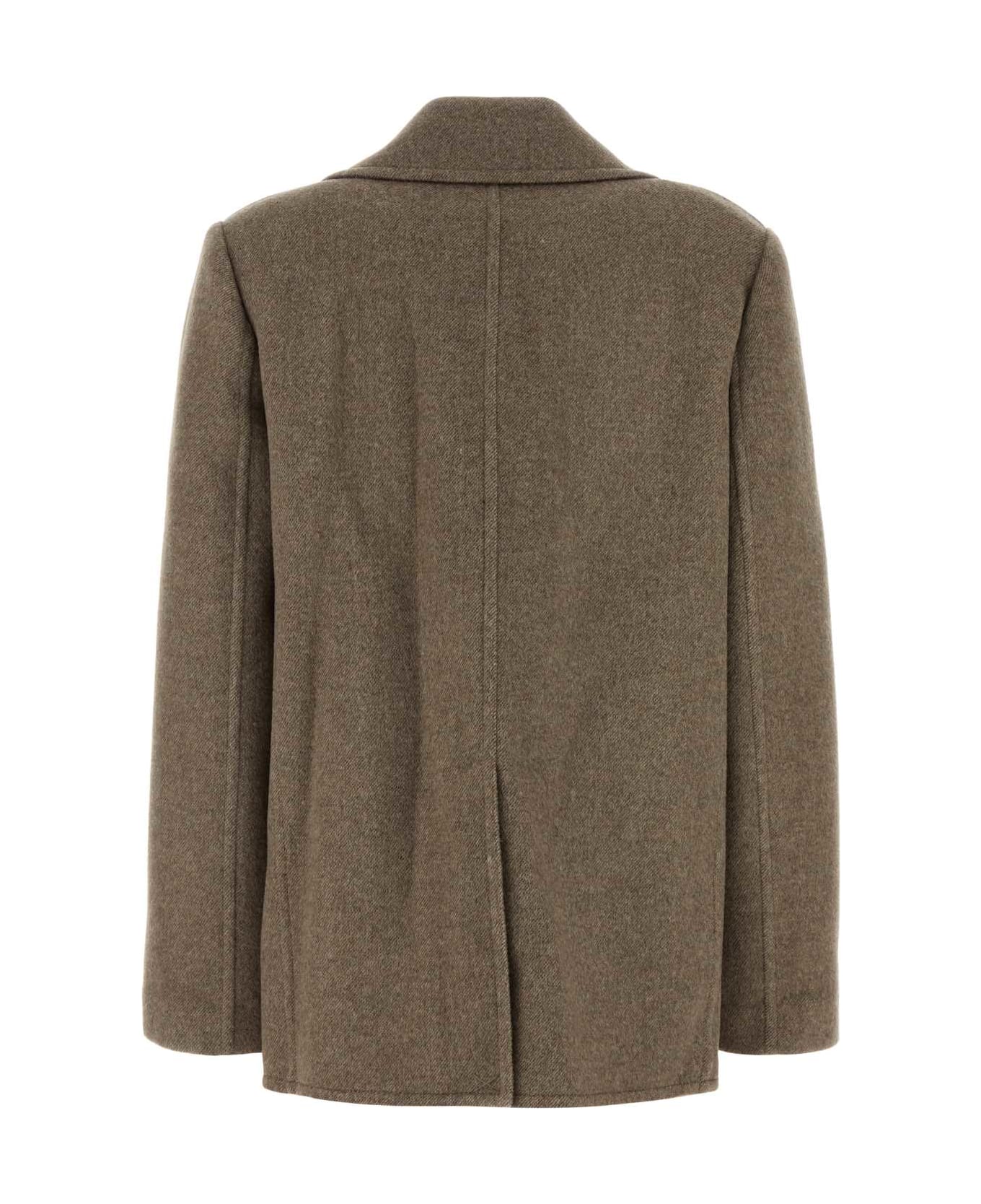 Tory Burch Dove Grey Wool Blend Coat - BEIGE