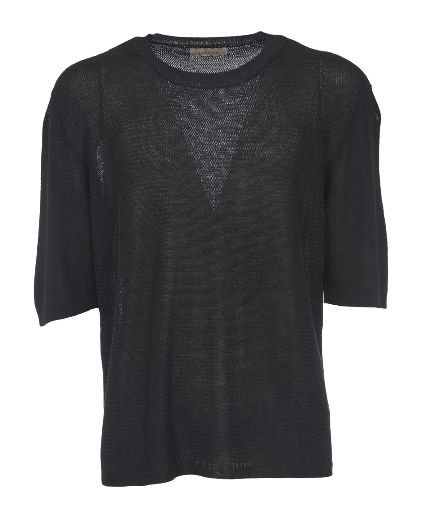 Laneus Knitted Short-sleeve Jumper - Black ニットウェア