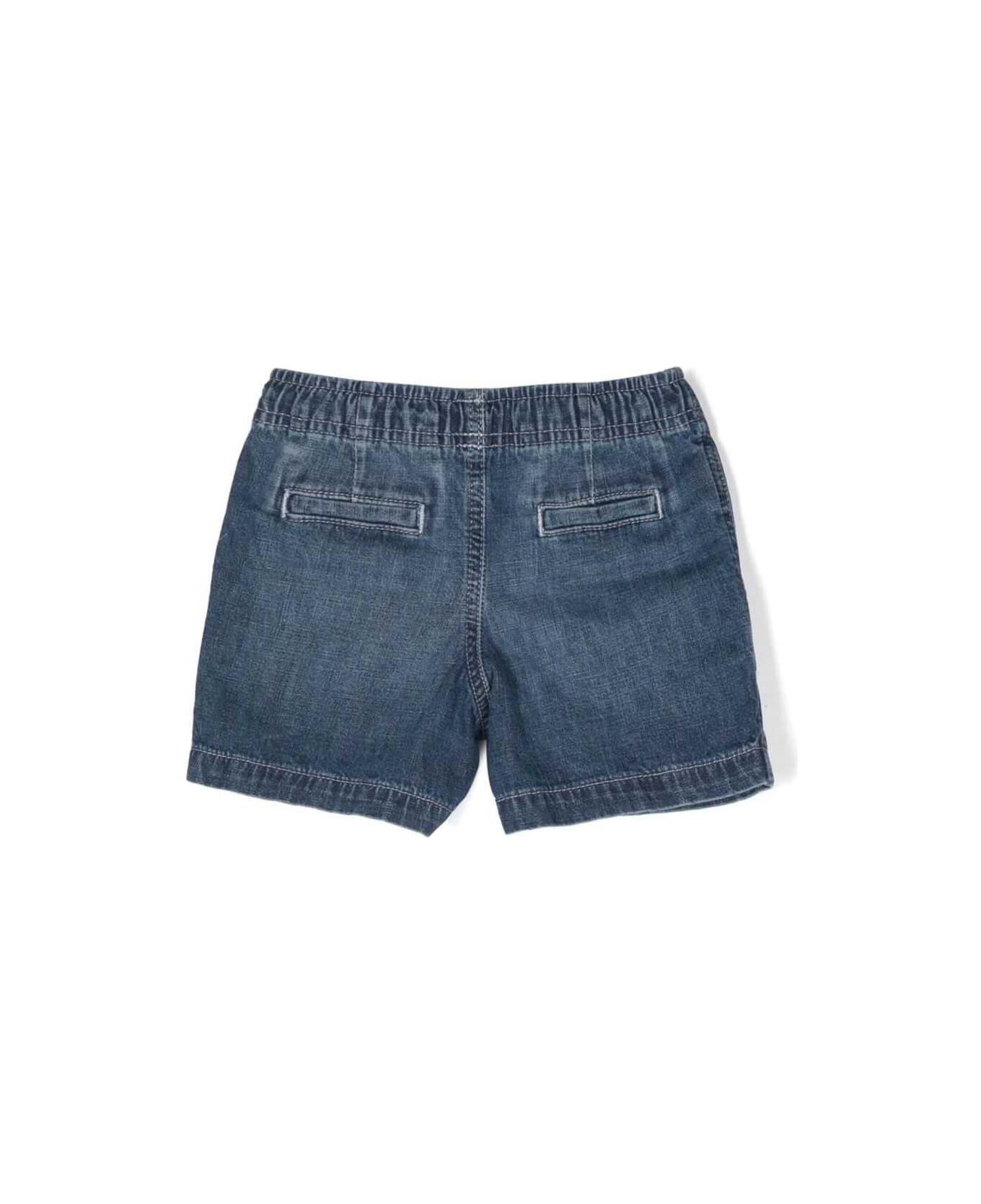 Polo Ralph Lauren Blue Bermuda Shorts With Drawstring In Cotton Baby - Blu