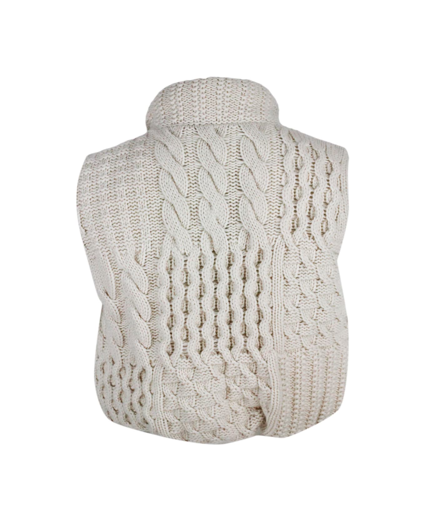 Fabiana Filippi Sleeveless Down Vest In Fine And Soft Cashmere With Sustainable Padding - cream ベスト