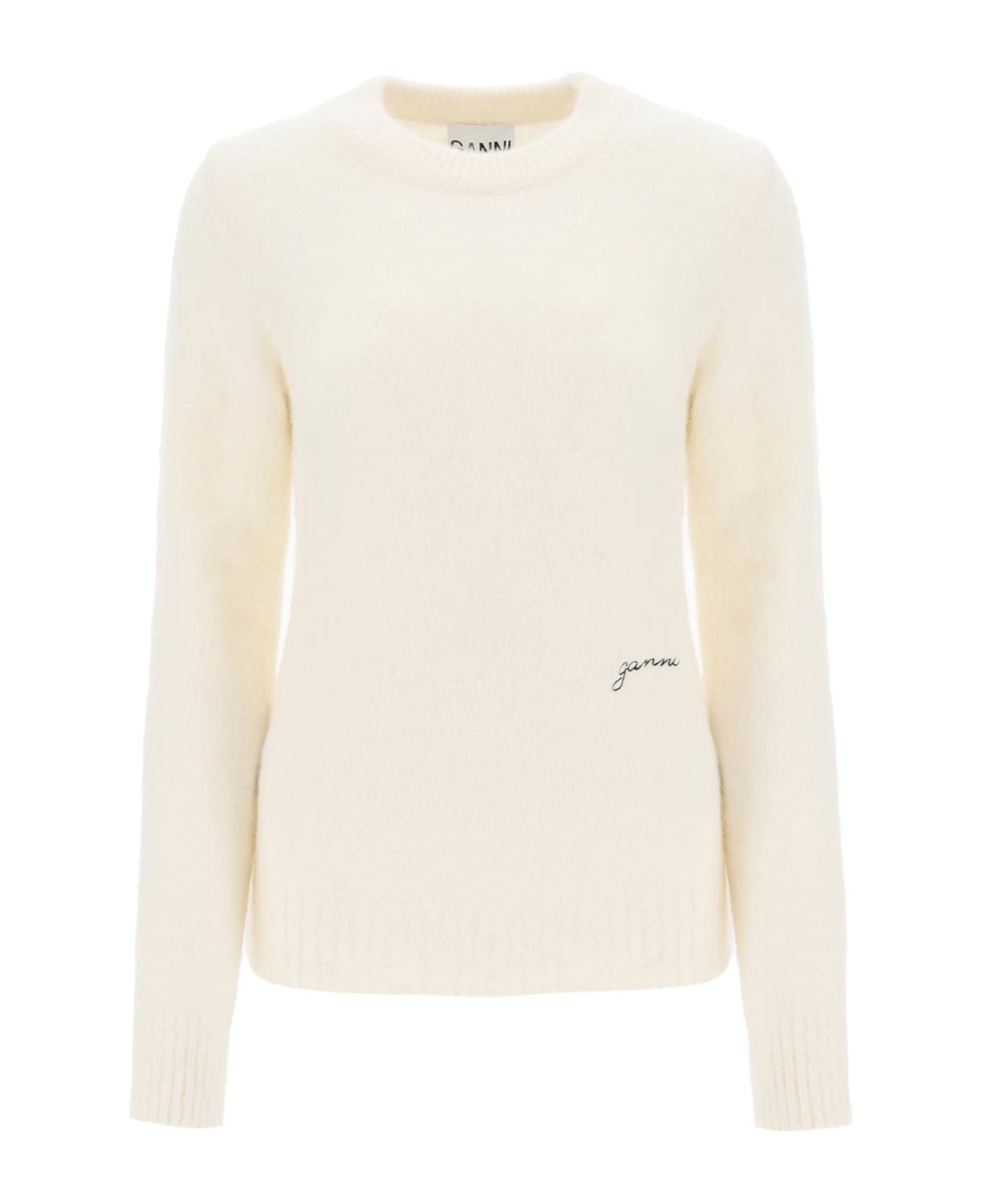 Ganni Sweater In Brushed Alpaca Blend - EGRET (White)