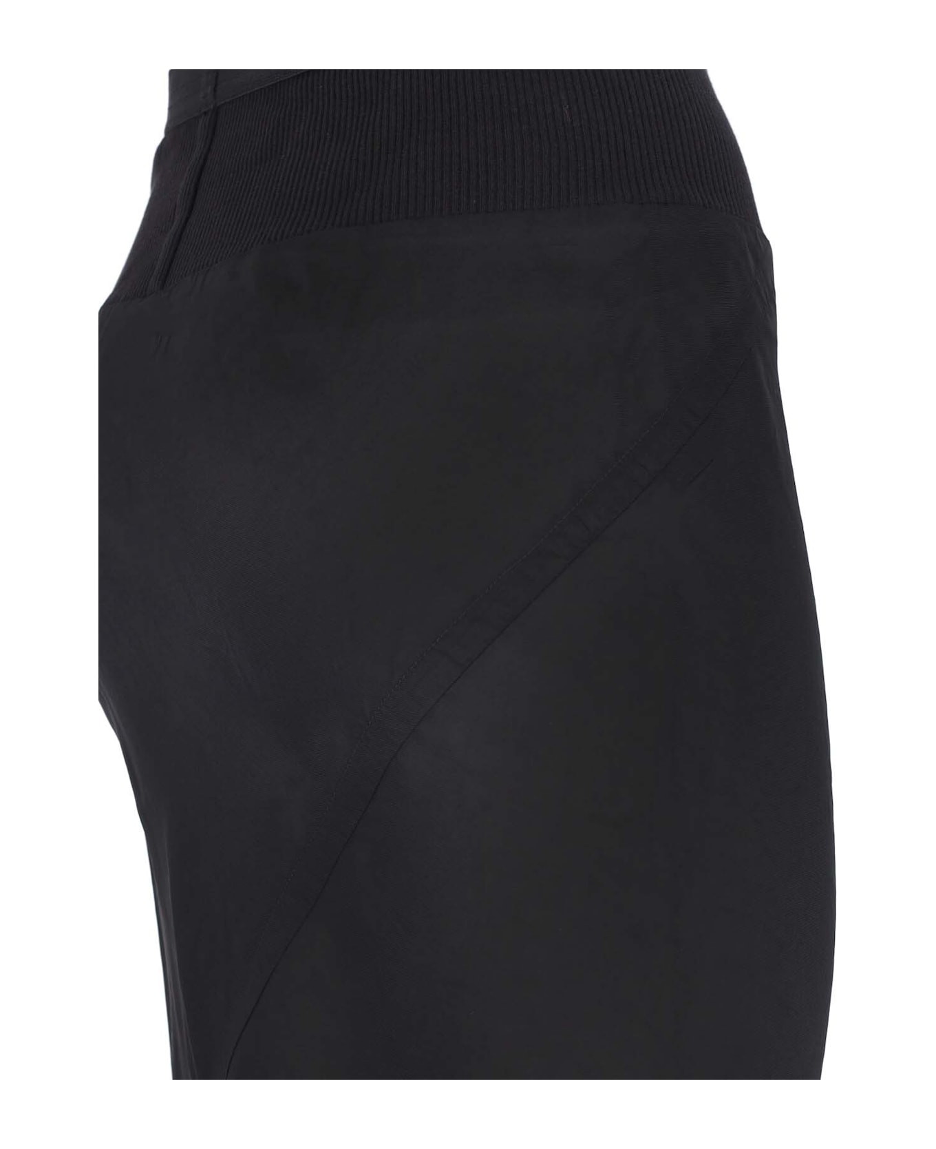 Rick Owens Cupro Midi Skirt - Black  