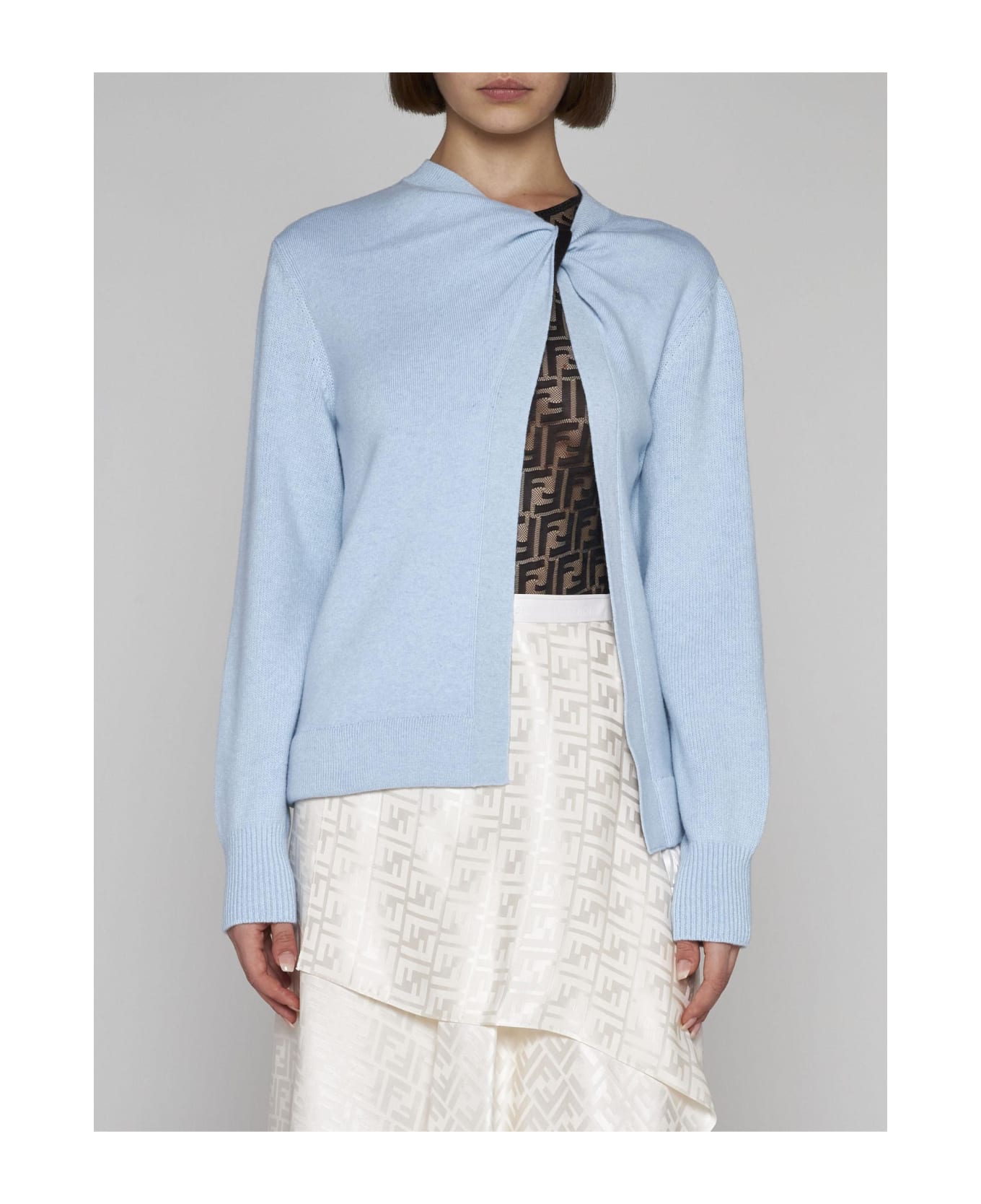Fendi Wool And Cashmere Cardigan - Clear Blue