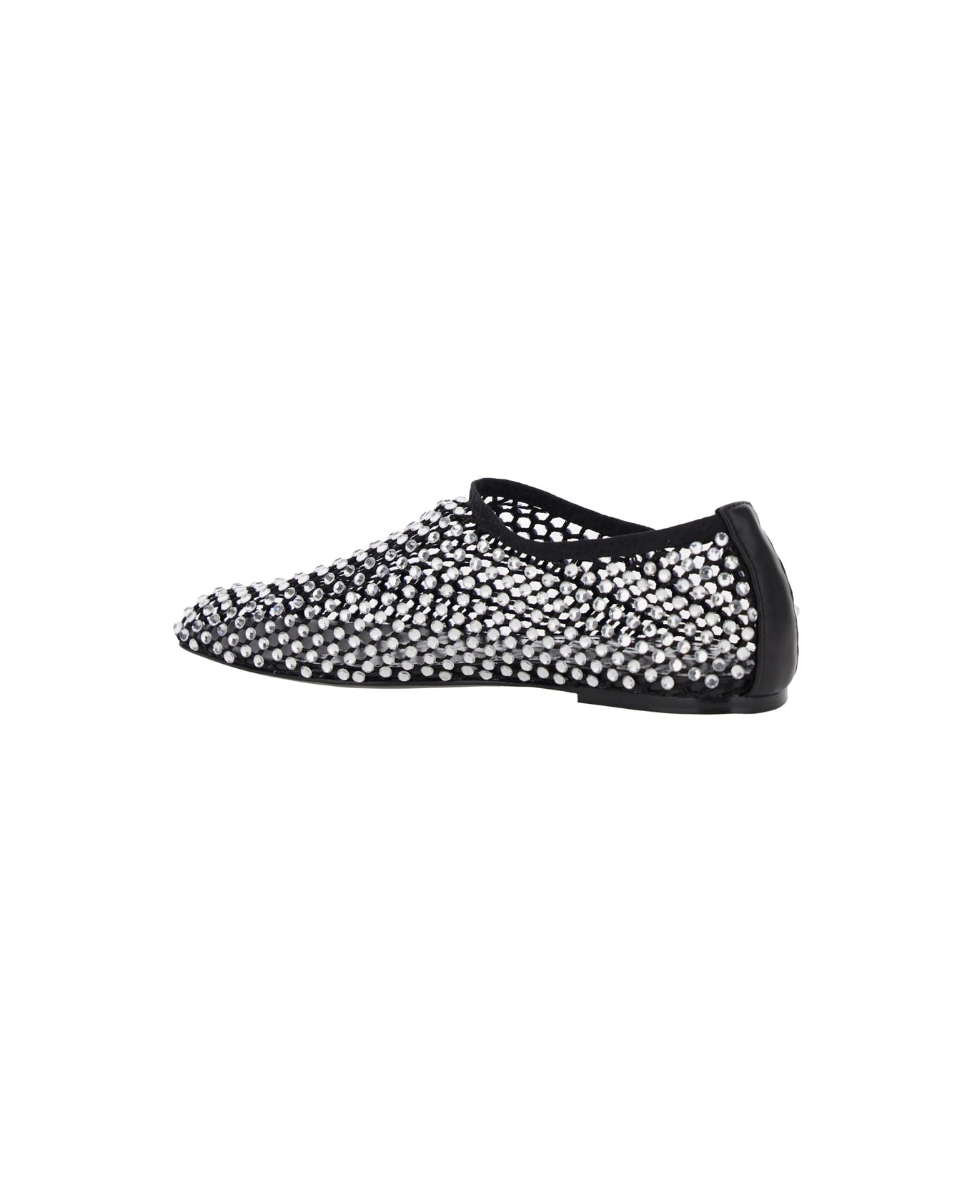 Strategia Silver Colored Ballet Flats With All-over Rhinestone Embellishments In Fabric Woman - Metallic