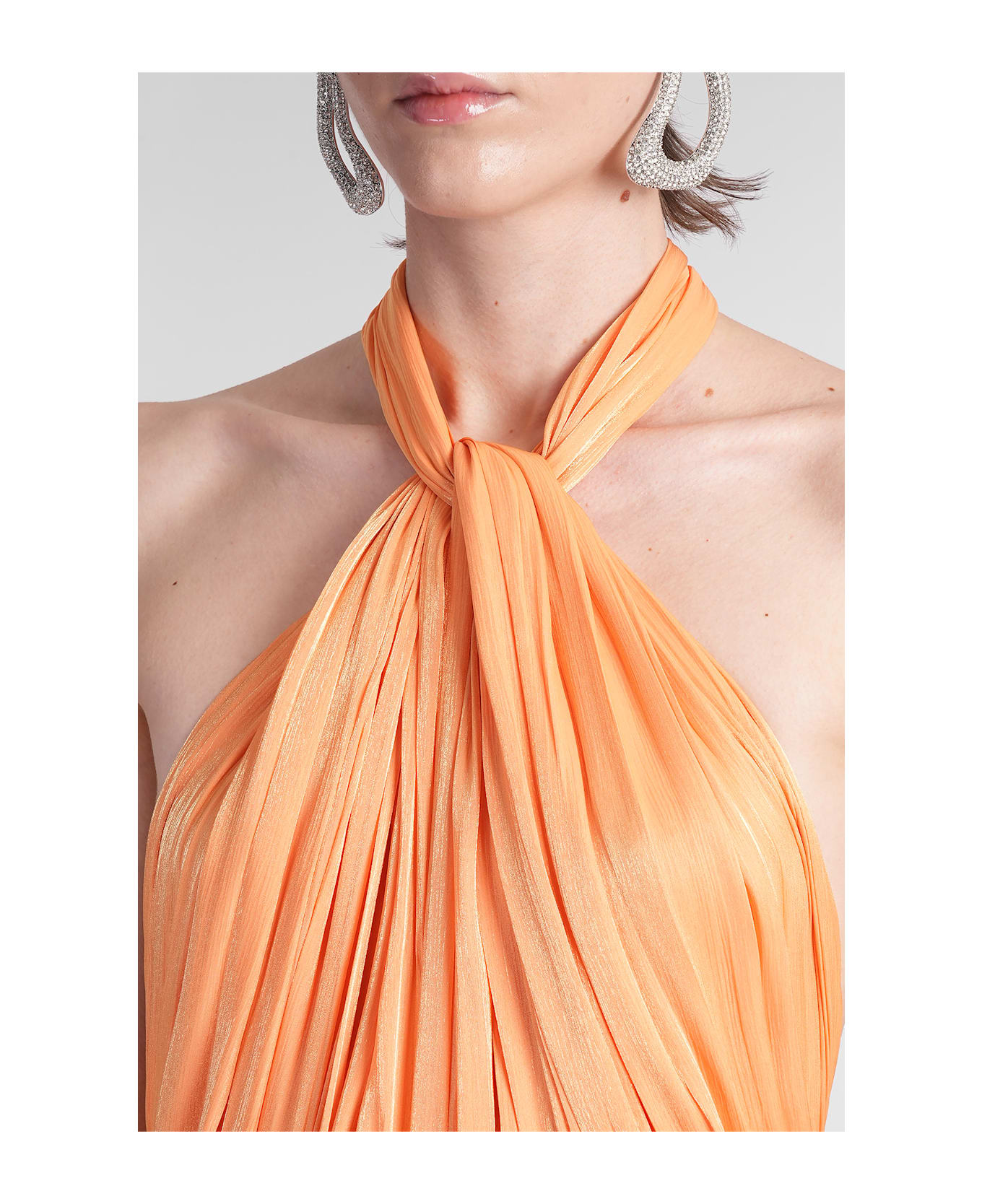 Costarellos Mariya Long Dress In Orange Polyester - orange