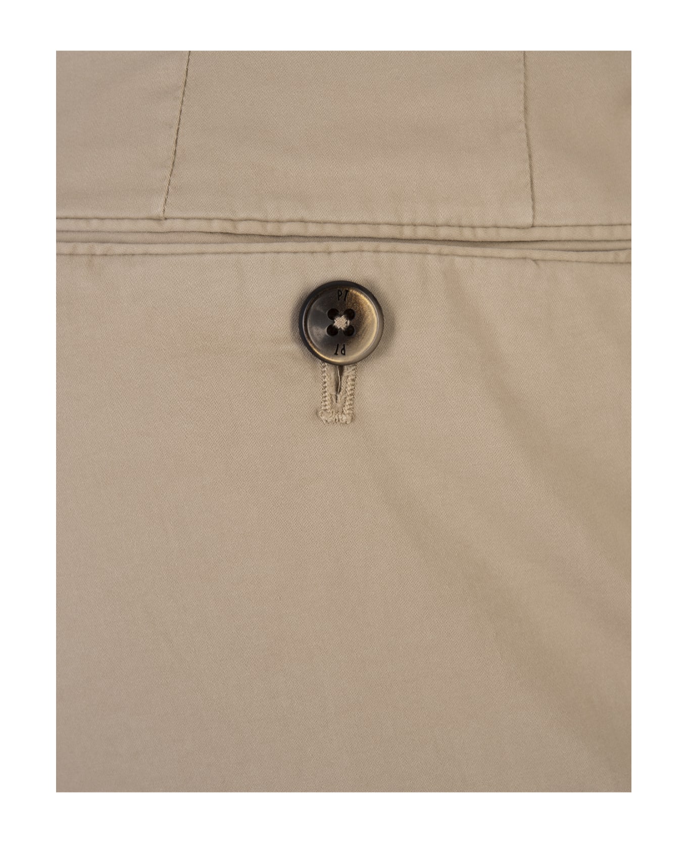 PT01 Beige Stretch Cotton Classic Trousers - Brown