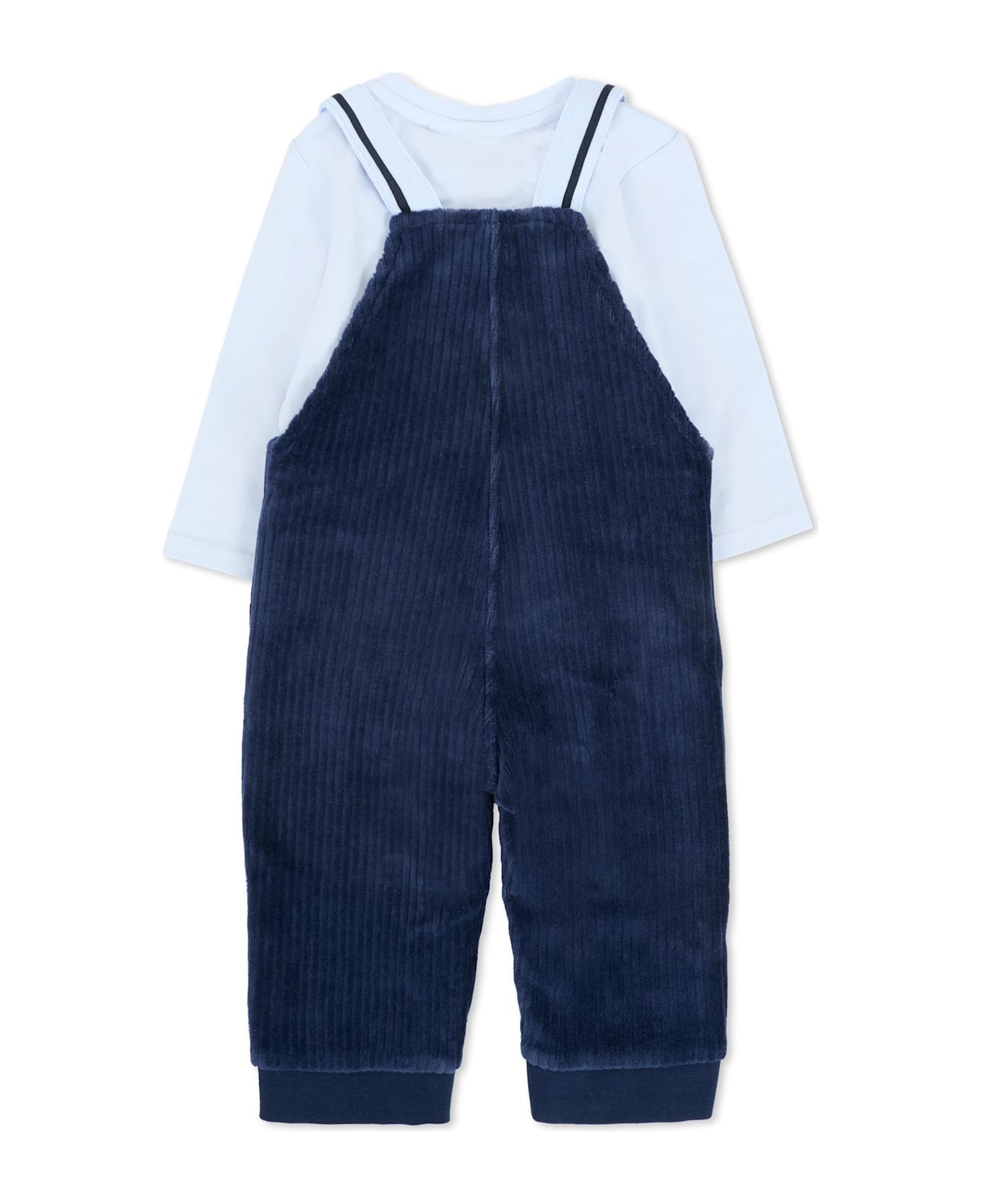 Hugo Boss Blue Dungarees For Baby Boy With Logo - Blue