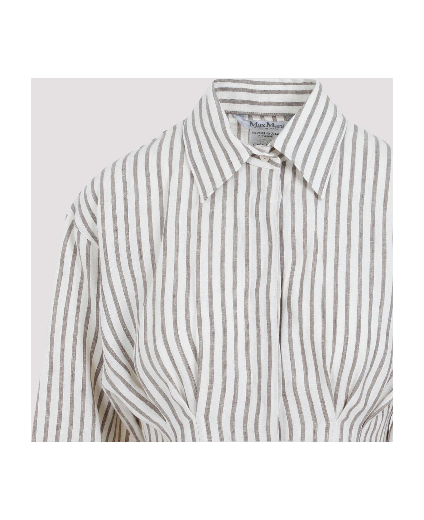 Max Mara Striped Collared Long-sleeve Shirt - White シャツ