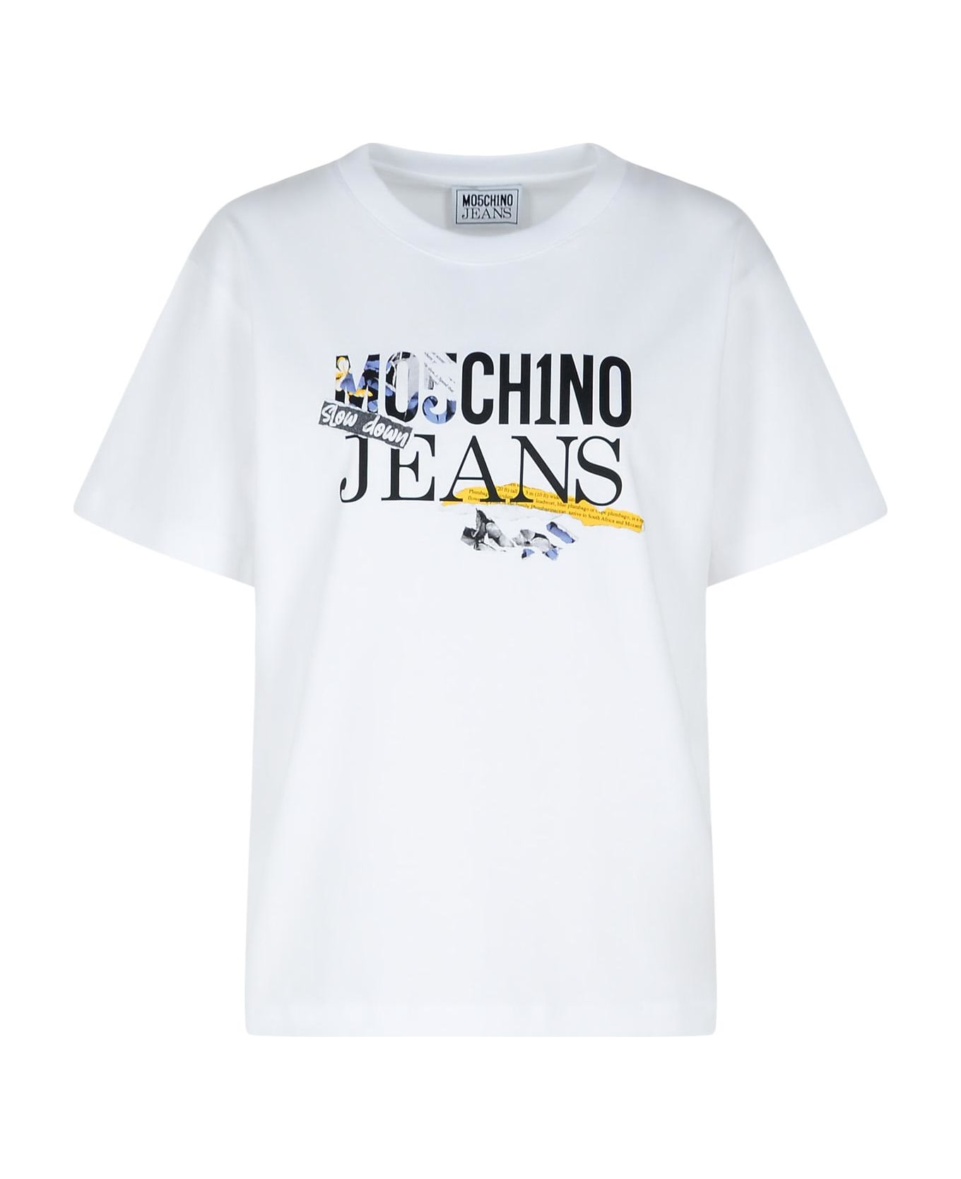 M05CH1N0 Jeans White Cotton T-shirt - White