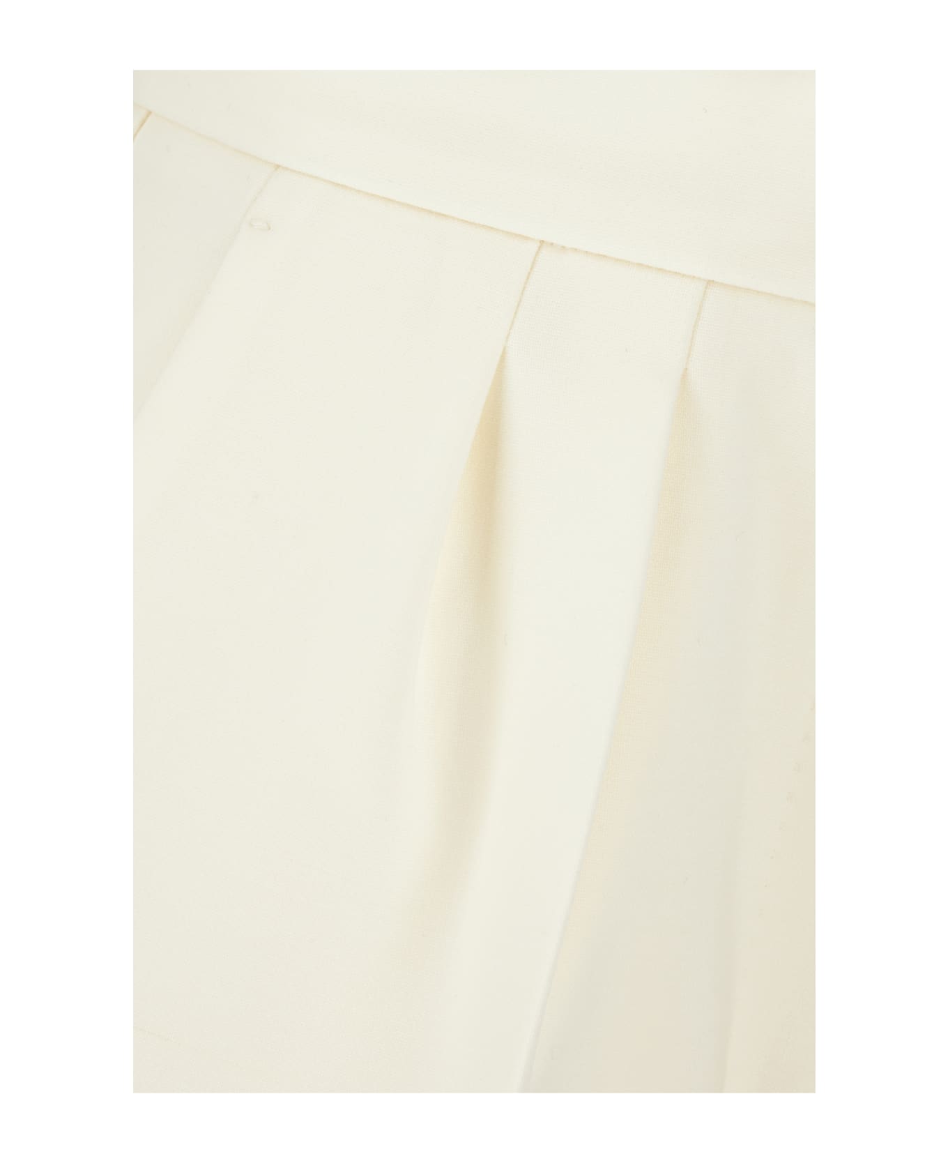 Max Mara Ivory Stretch Wool Pants - NEUTRALS