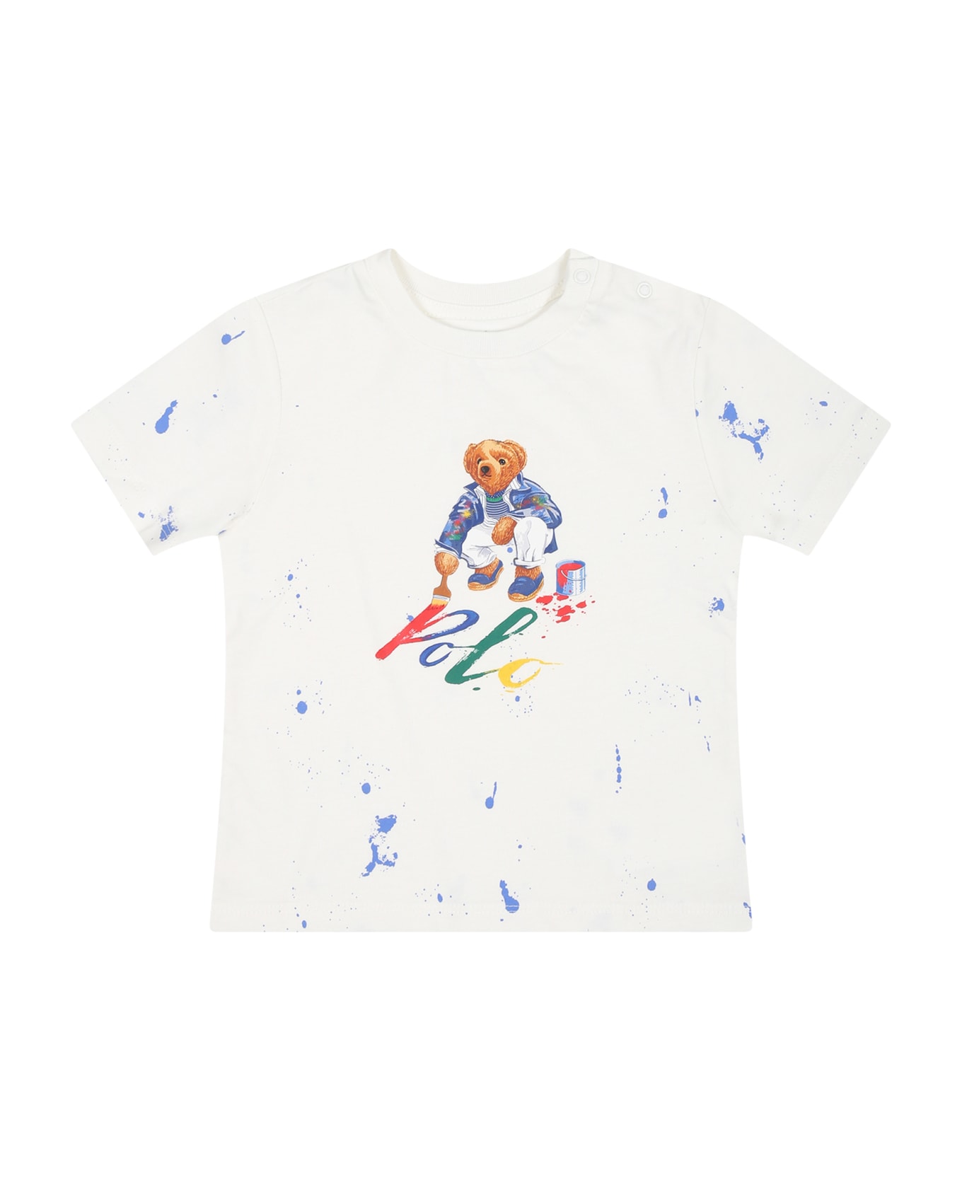 Ralph Lauren White T-shirt For Baby Boy With Polo Bear - White