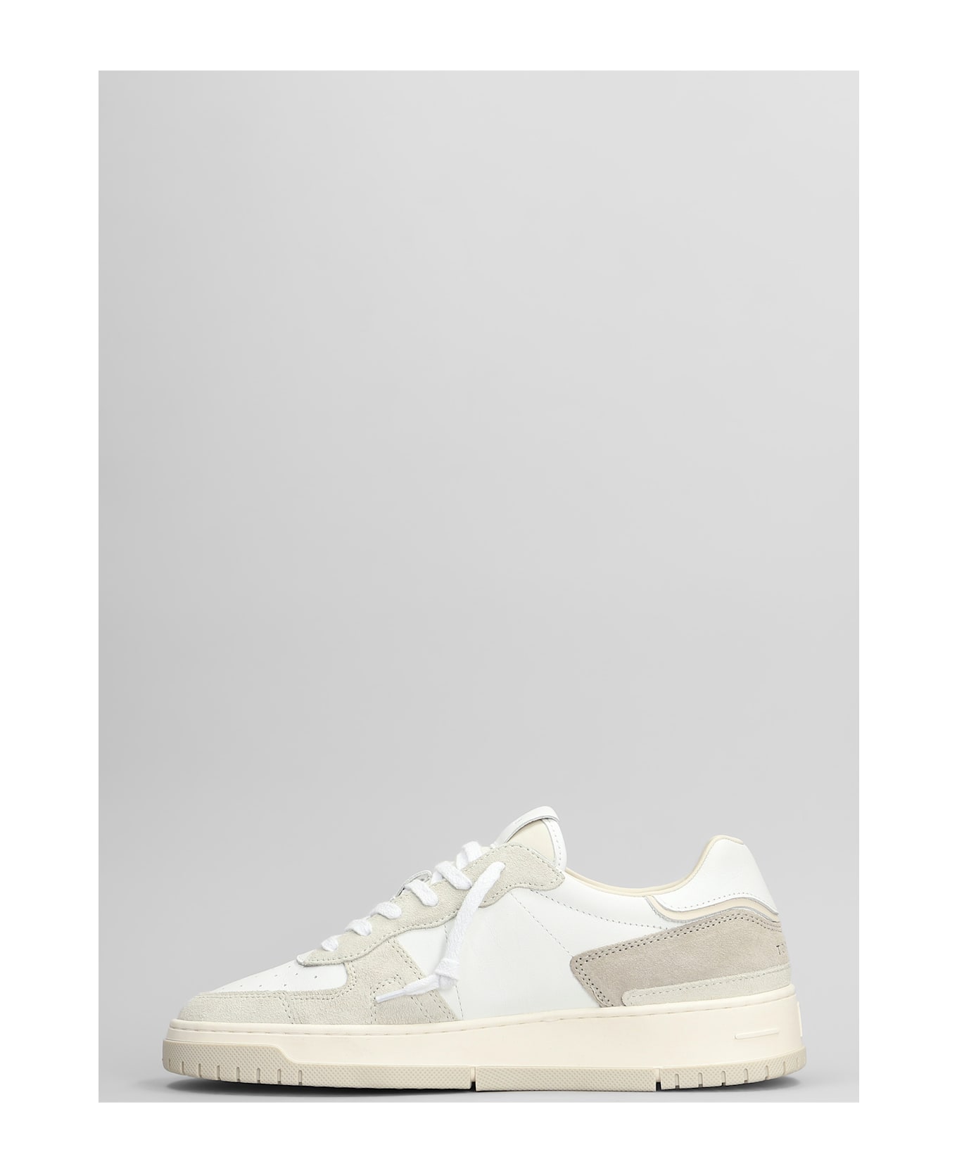 D.A.T.E. Torneo Colored Sneakers In White Suede And Leather - Beige