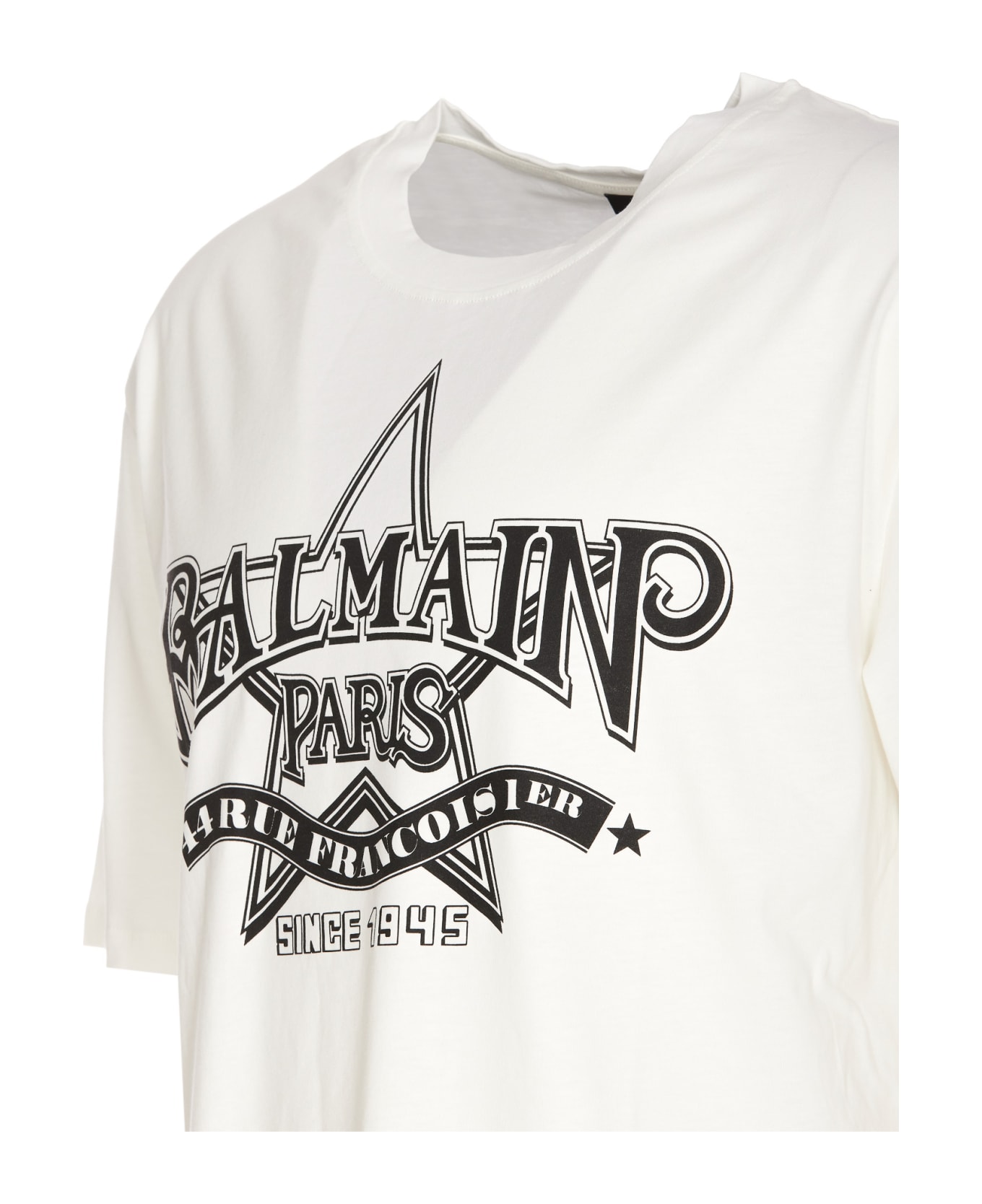 Balmain Star Print Logo - White