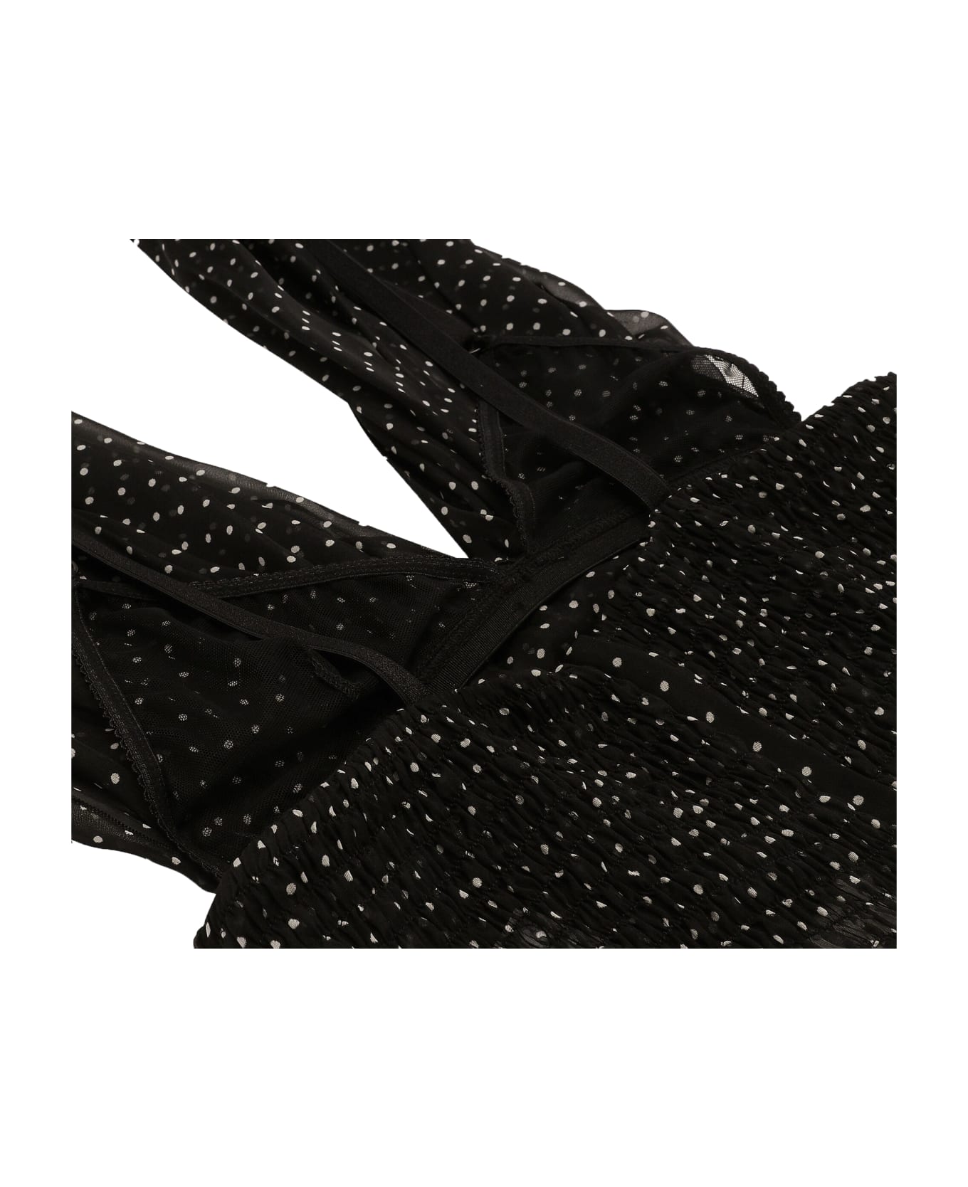 Dolce & Gabbana Chiffron Top With Polka-dot Print - Pois bianco fdo nero トップス