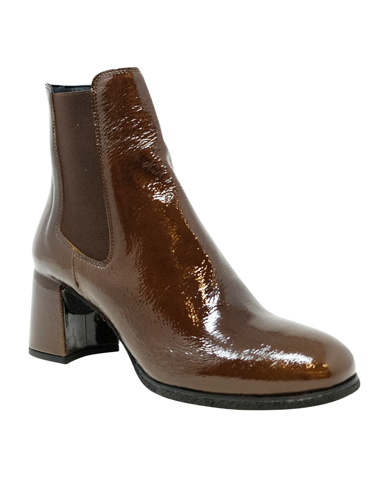 Del Carlo Roberto Del Carlo Patent Leather Holly Boots - DARK BROWN