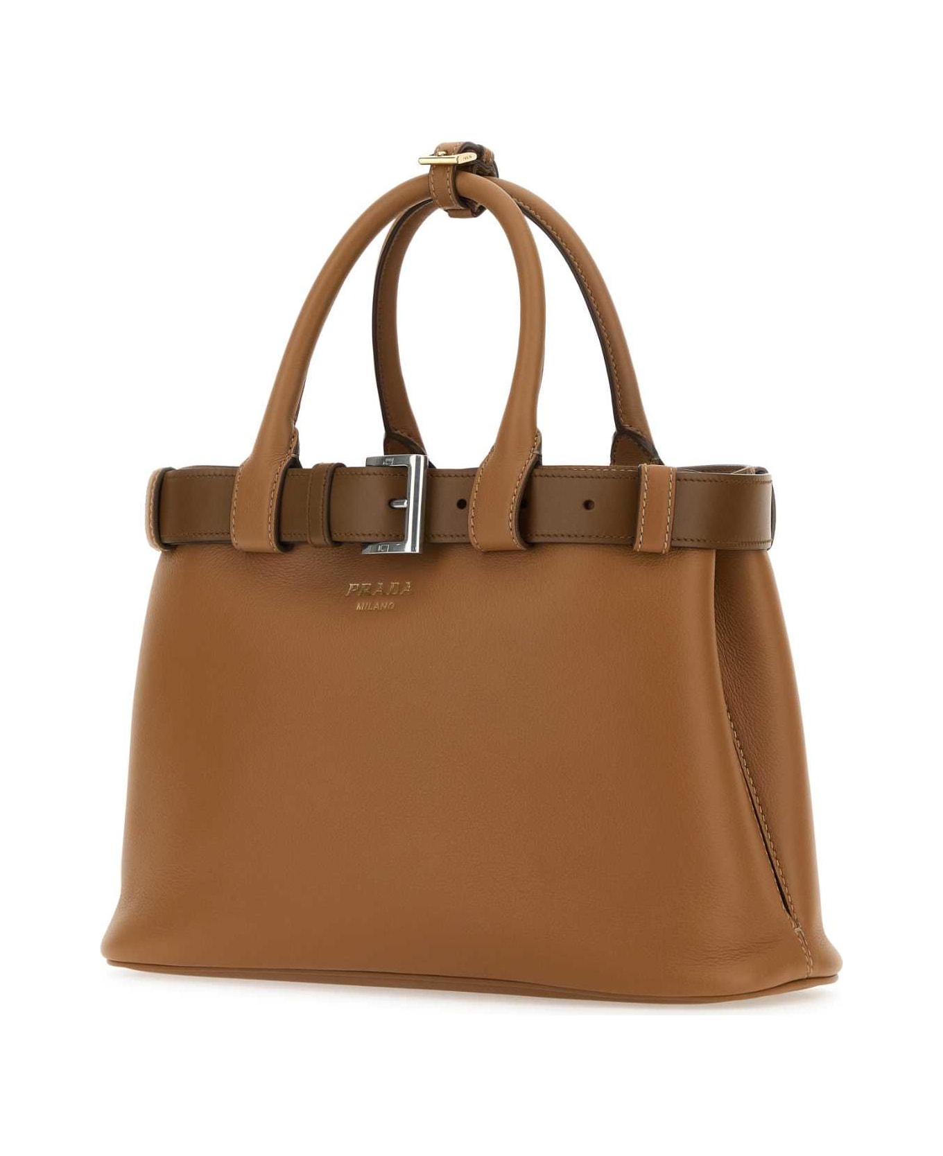 Prada Caramel Leather Prada Buckle Medium Handbag - CARAMEL0