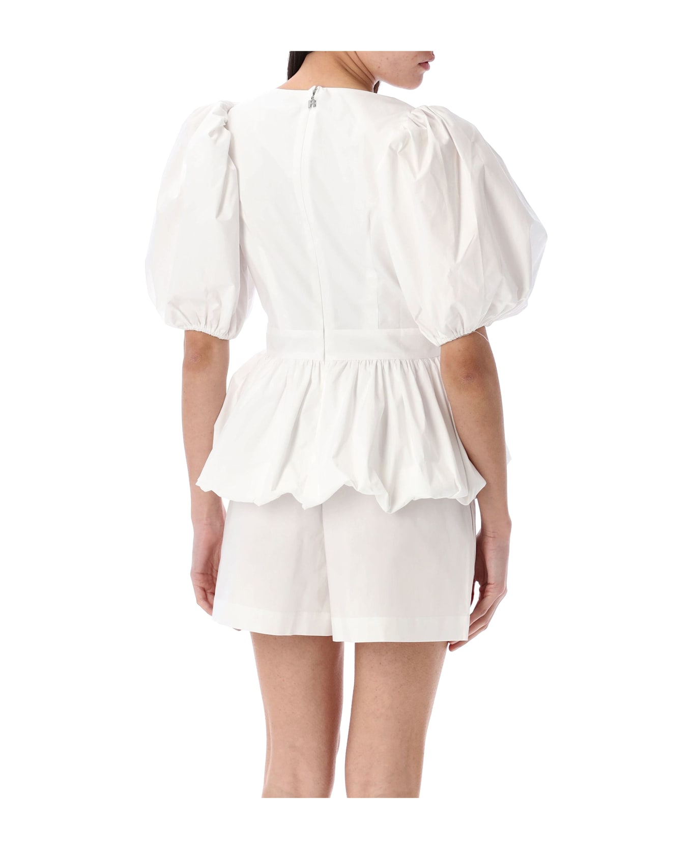 Rotate by Birger Christensen Puff Sleeve Bubble Top - WHITE