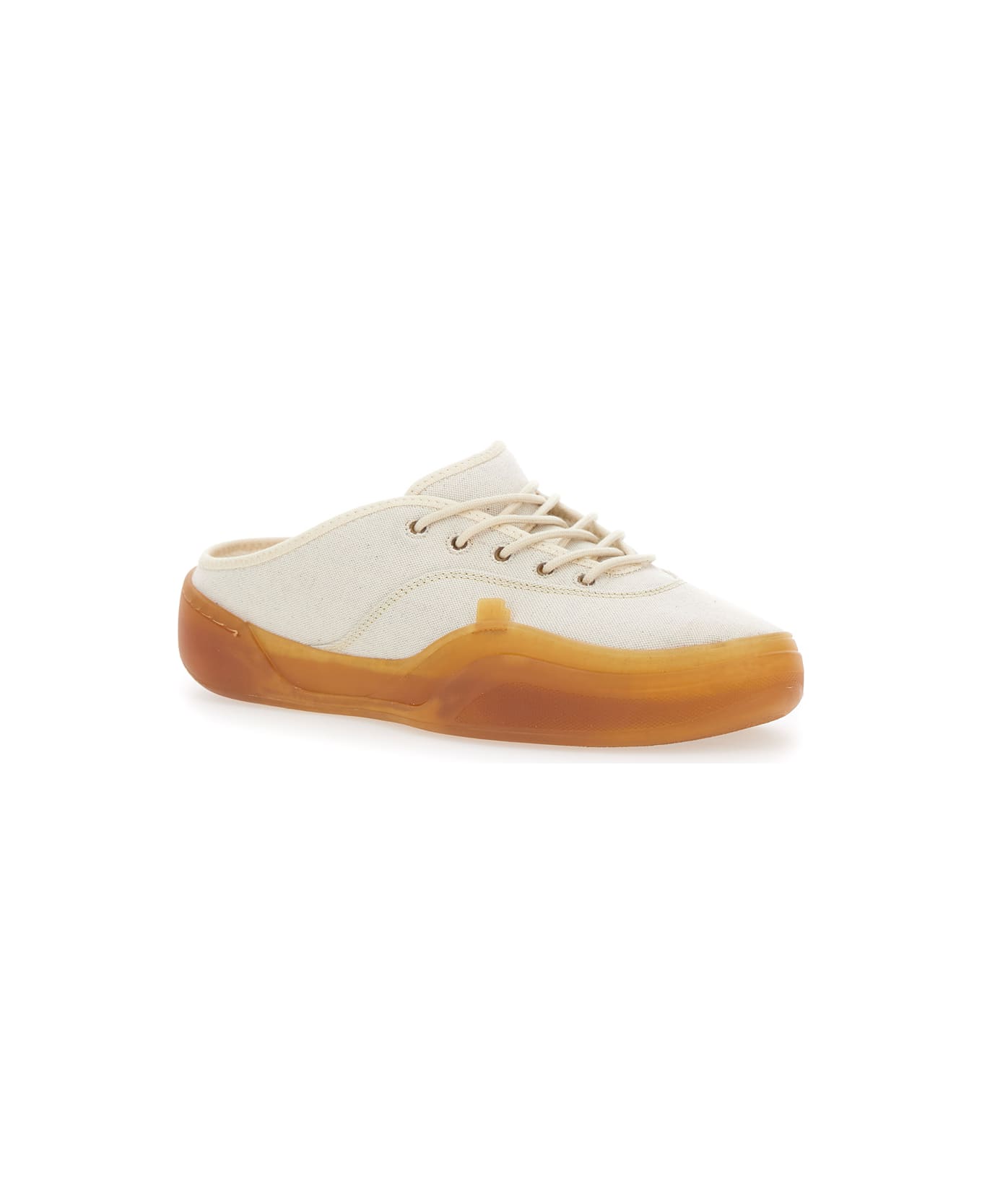 ERL 'low Skate Mule' White Low Top Sneakers With Contrasting Sole In Cotton Man - White