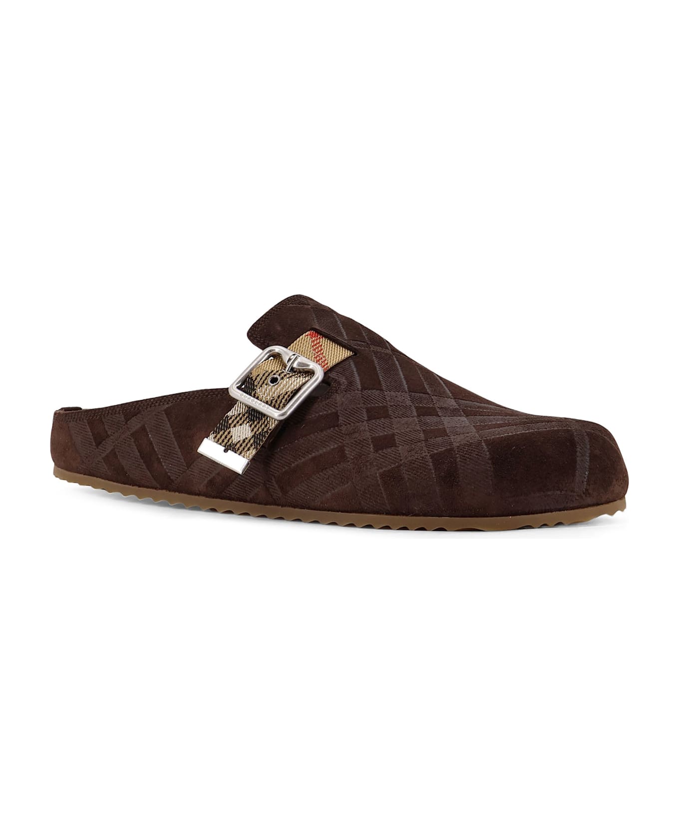 Burberry Leather Mule With Check Motif - SNUG