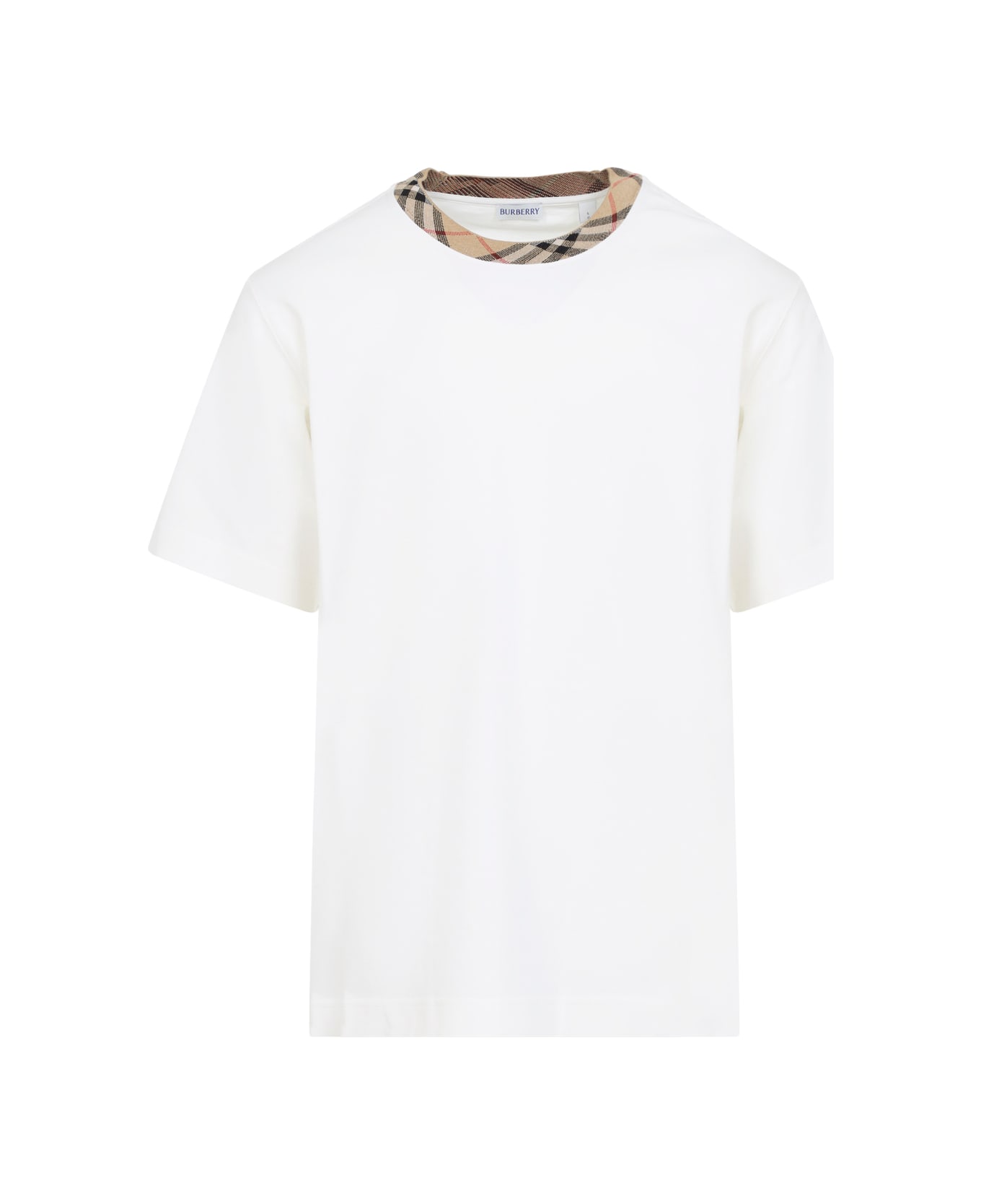 Burberry Ryan Check Collar T-shirt - Chalk