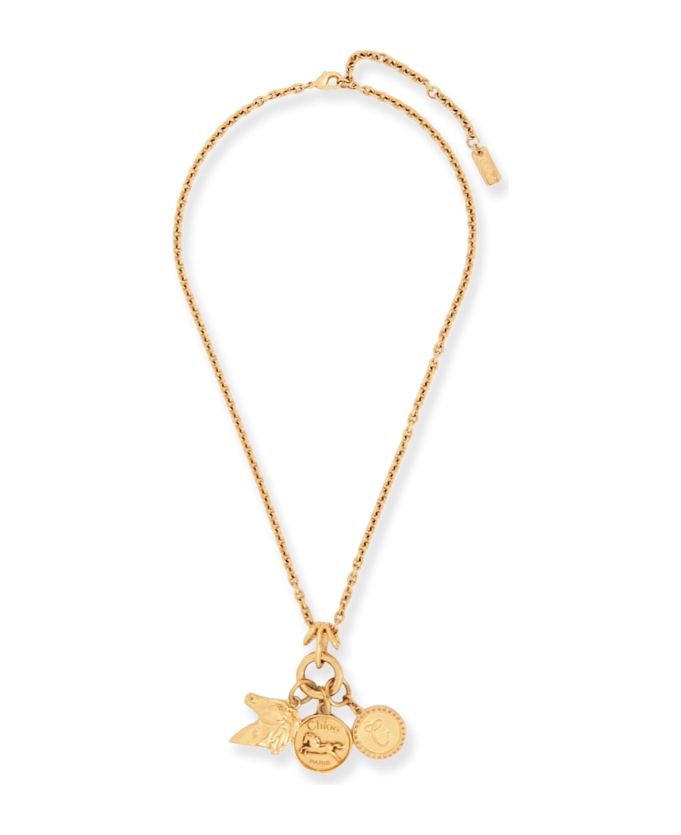 Chloé Brass Necklace With Charms - Vintage Gold