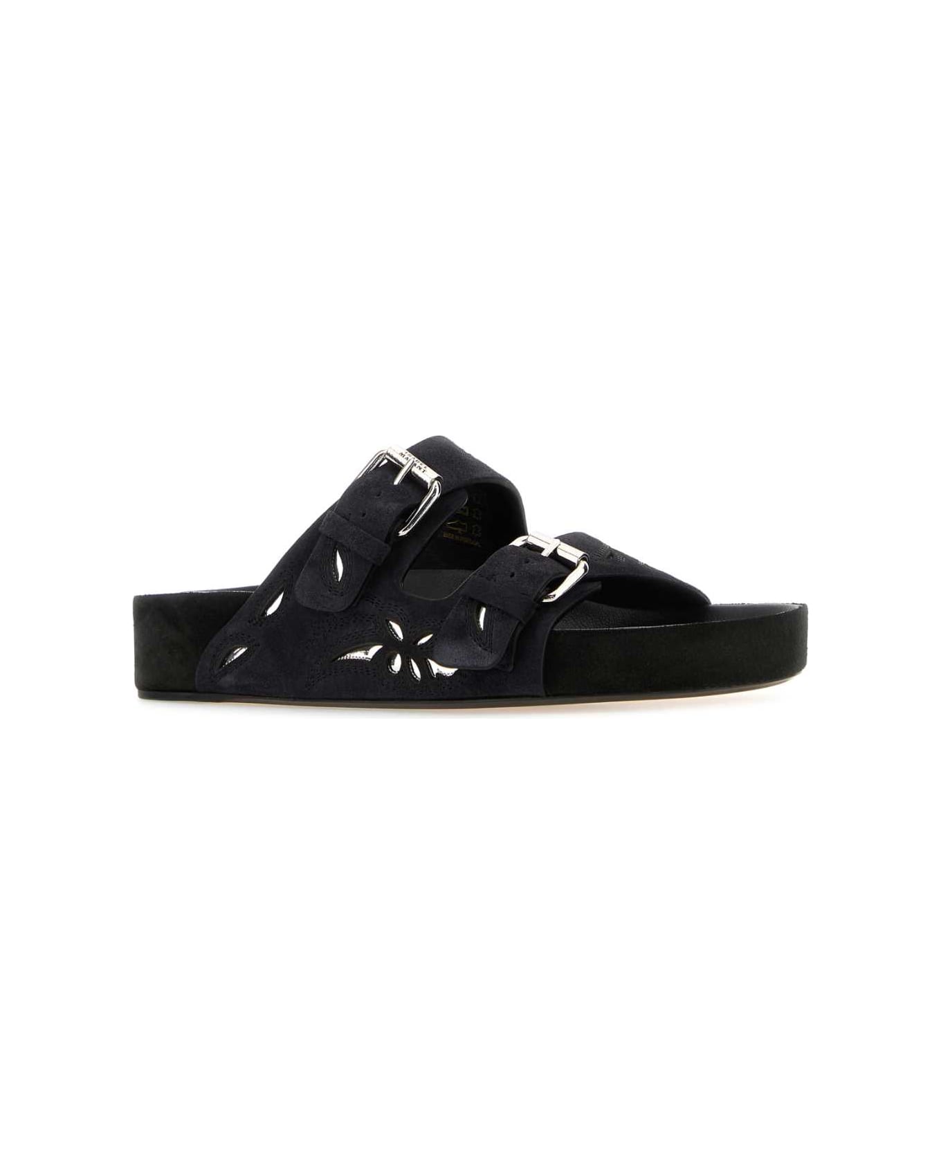 Isabel Marant Black Suede Lennyo Slippers - FADEDBLACKSILVER