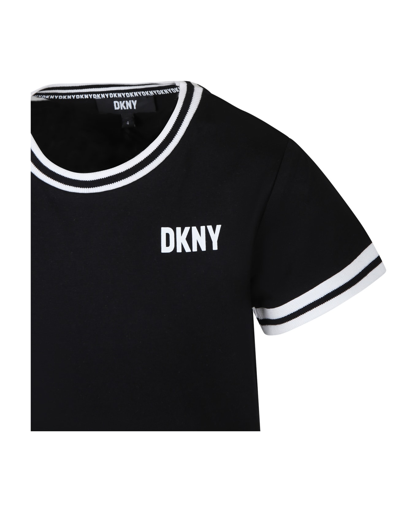 DKNY Black T-shirt For Girl With Logo - B Nero Tシャツ＆ポロシャツ
