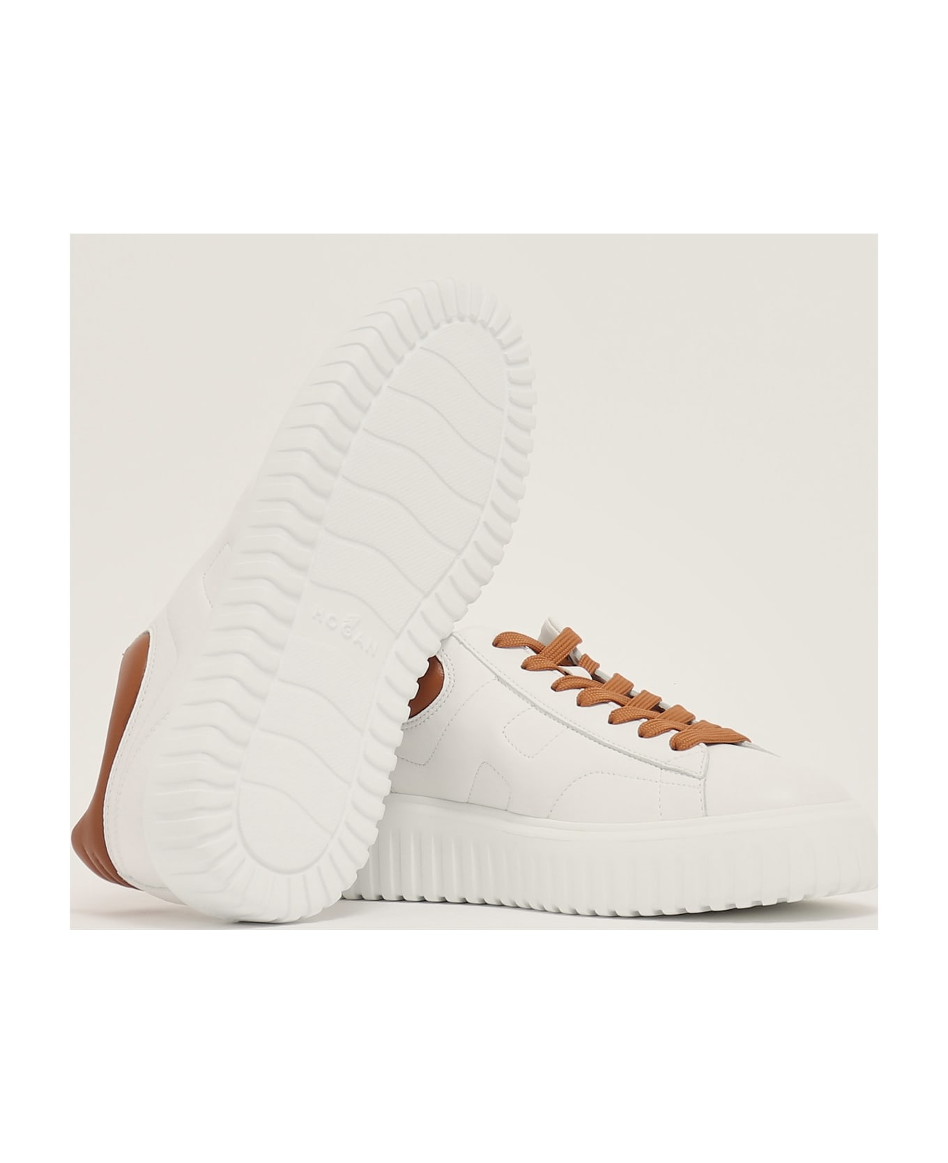 Hogan H-stripes Allacciata H Sneaker - BIANCO-CAMEL